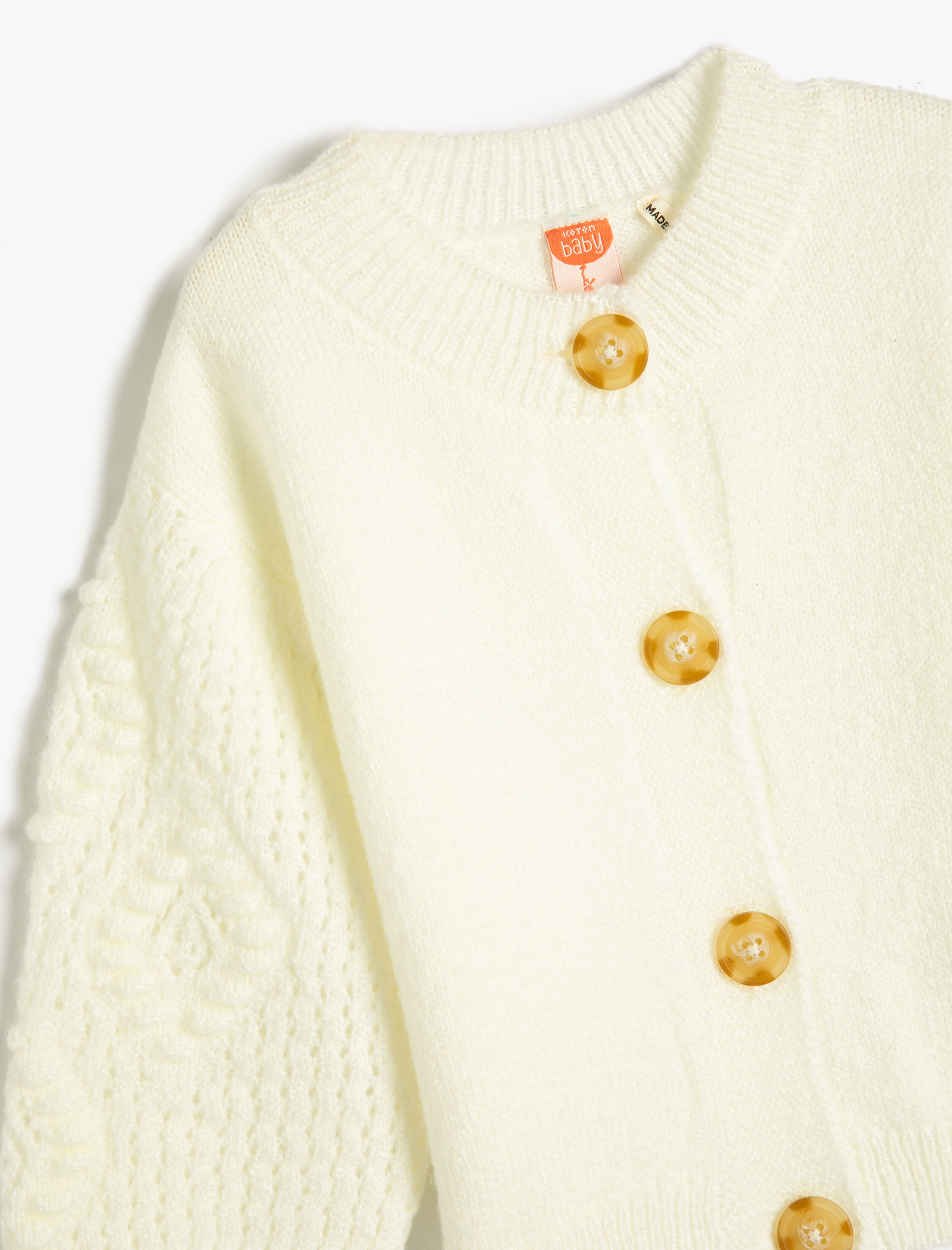  Kız Bebek Triko Hırka Düğmeli Yuvarlak Yaka