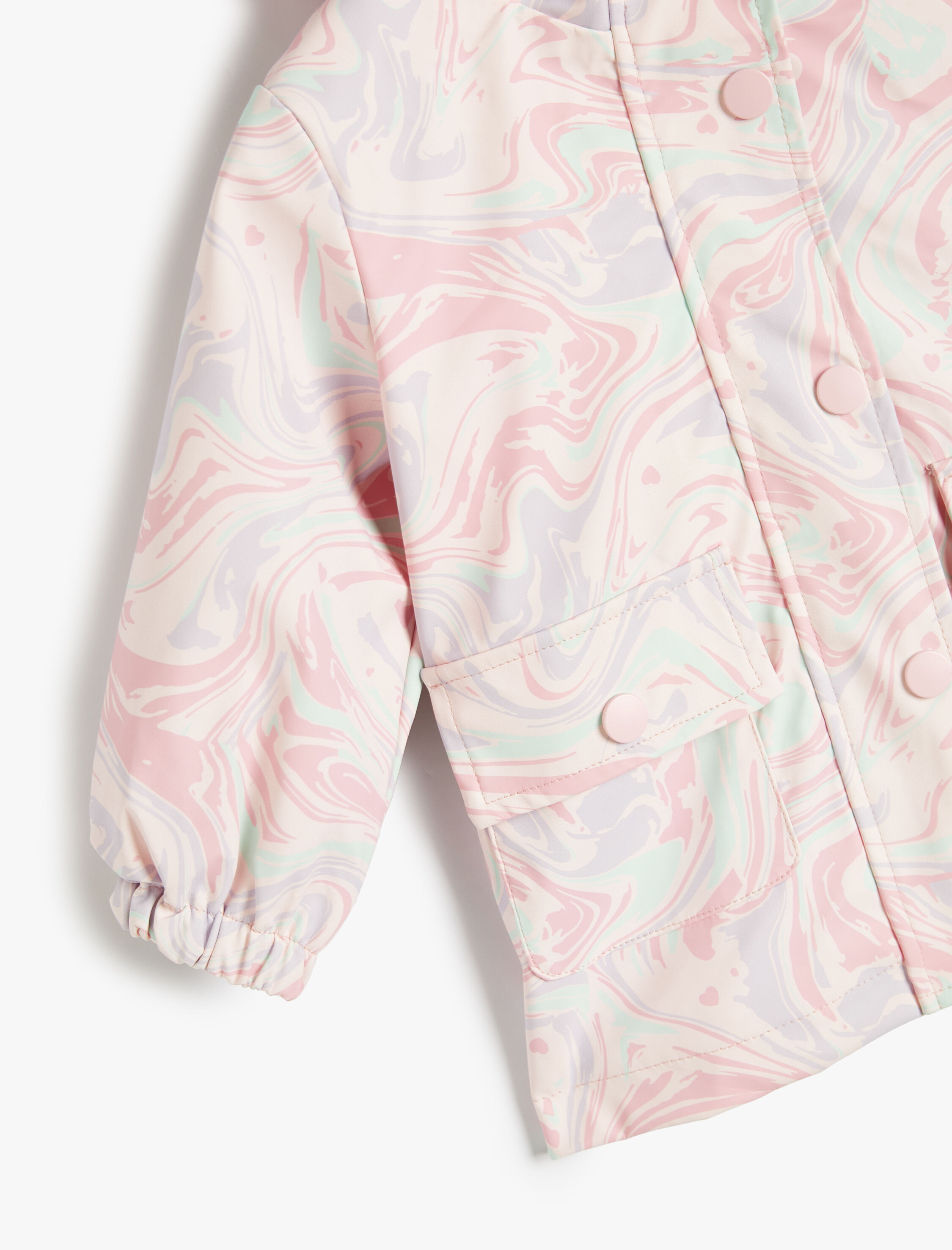  Kız Bebek Kapşonlu Yağmurluk Pamuk Astarlı Su Geçirmez Kapaklı Cepli