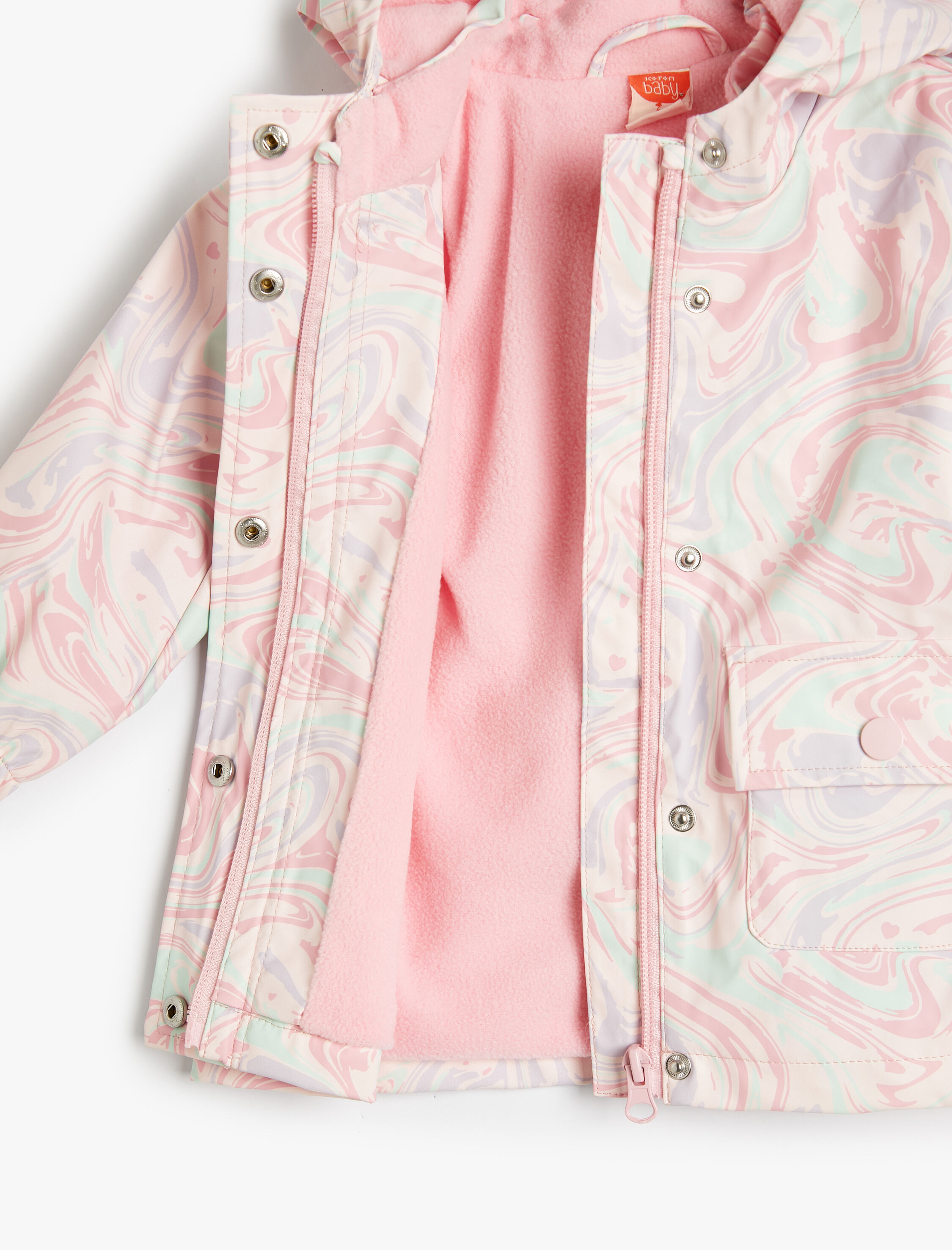  Kız Bebek Kapşonlu Yağmurluk Pamuk Astarlı Su Geçirmez Kapaklı Cepli