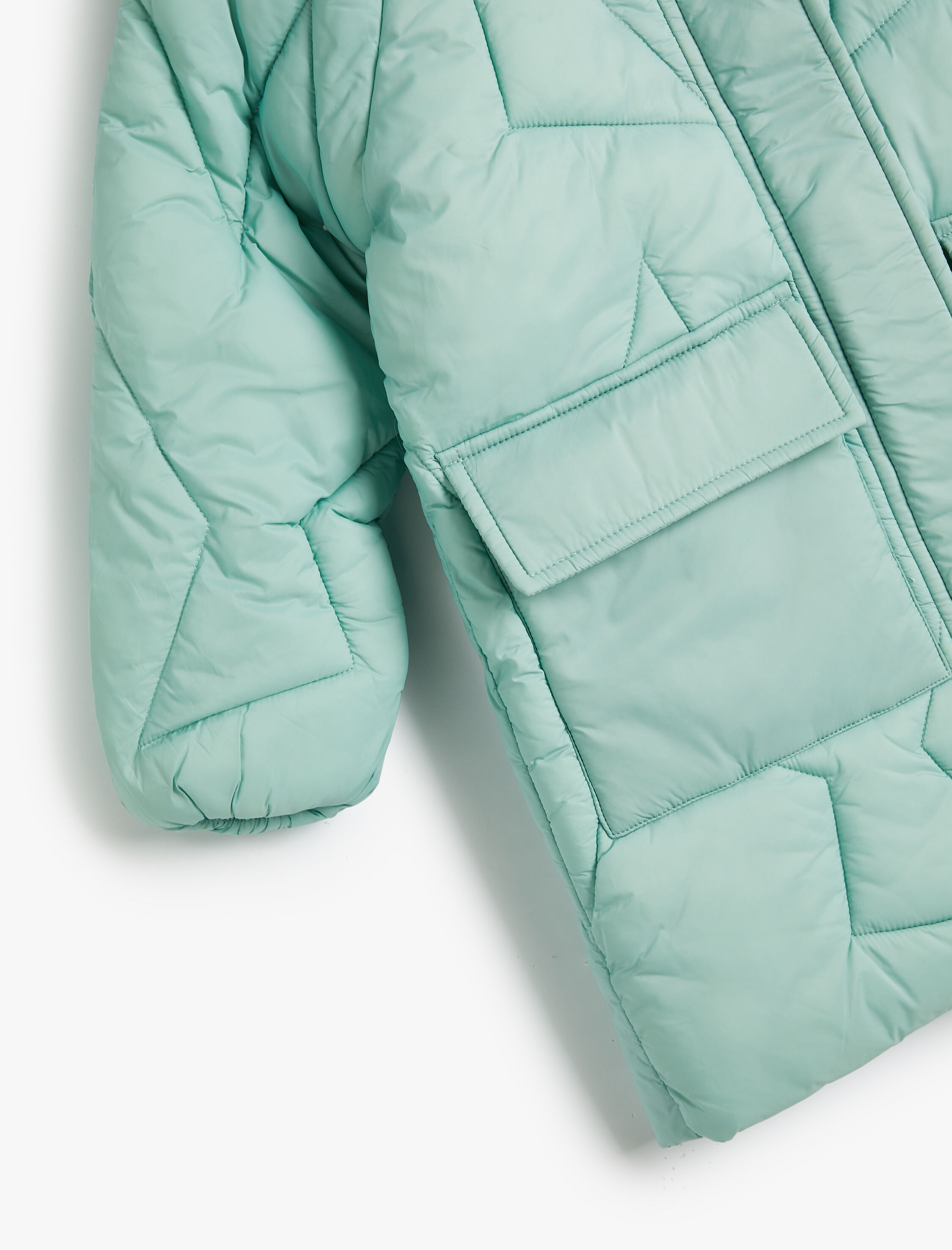  Kız Çocuk Oversize Şişme Mont Suni Kürk Detaylı Kapşonlu Kapaklı Cepli