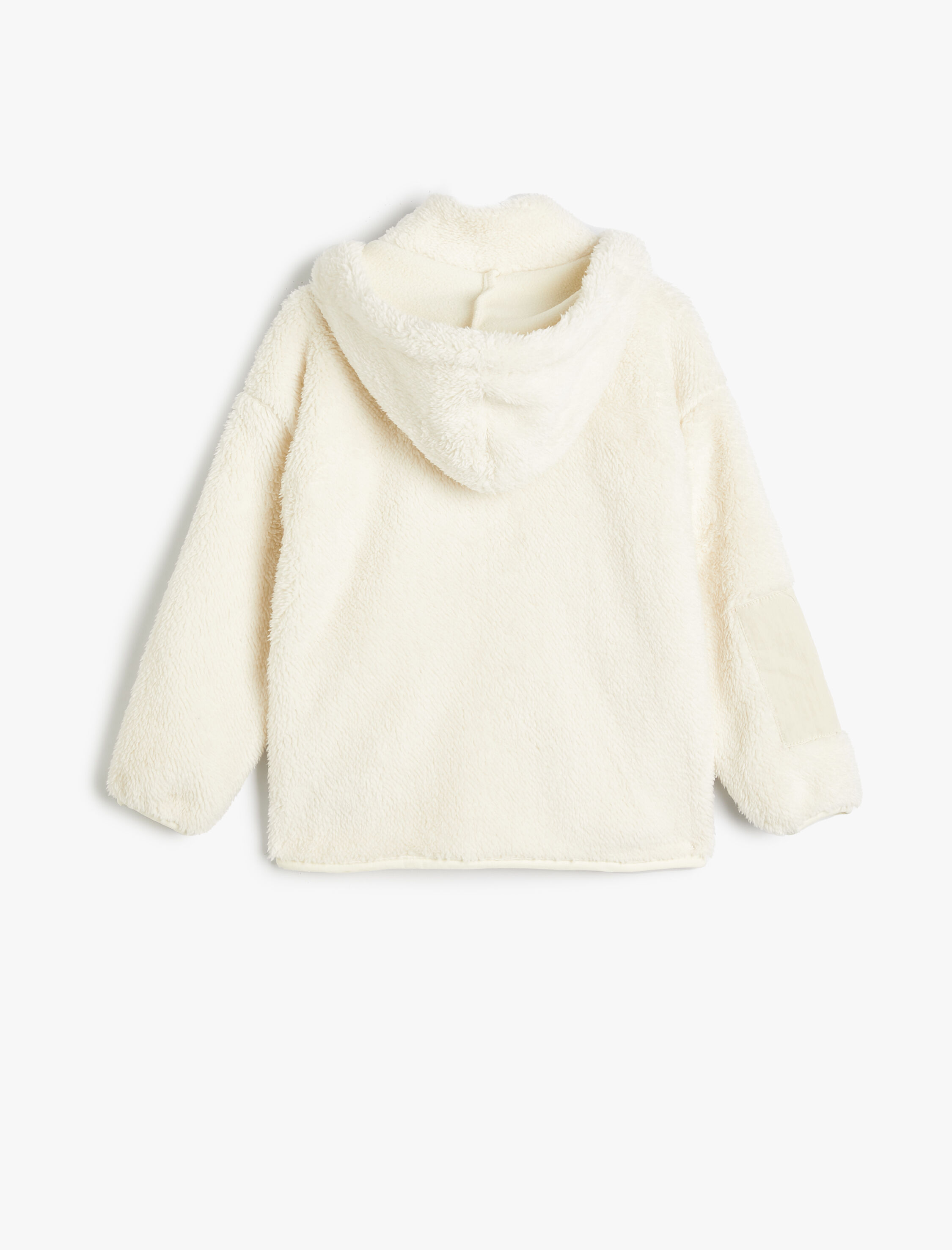  Kız Çocuk Kapşonlu Peluş Ceket Fermuarlı Cep Detaylı