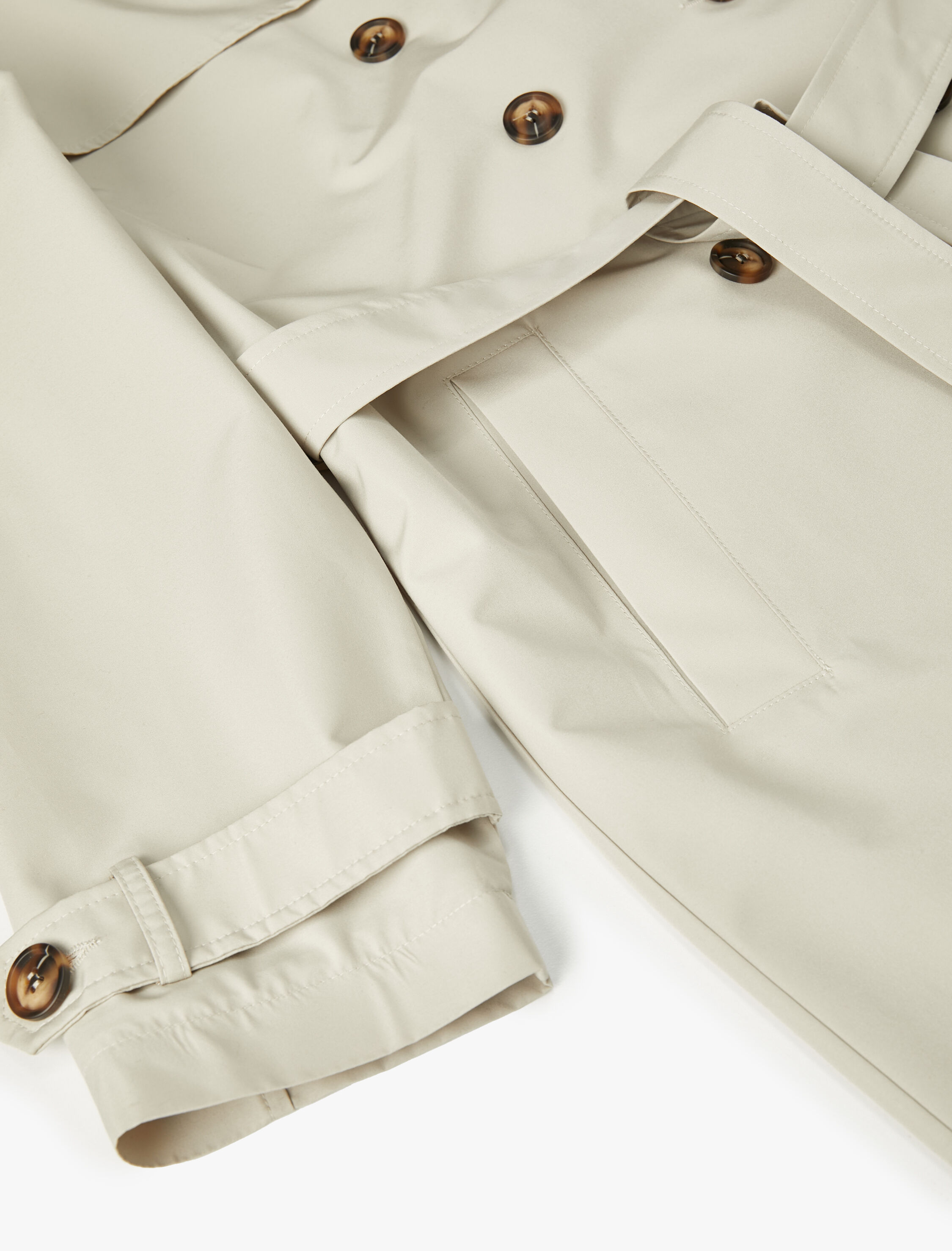 Trençkot Midi Boy Kruvaze Yaka Düğmeli Cepli Kuşaklı