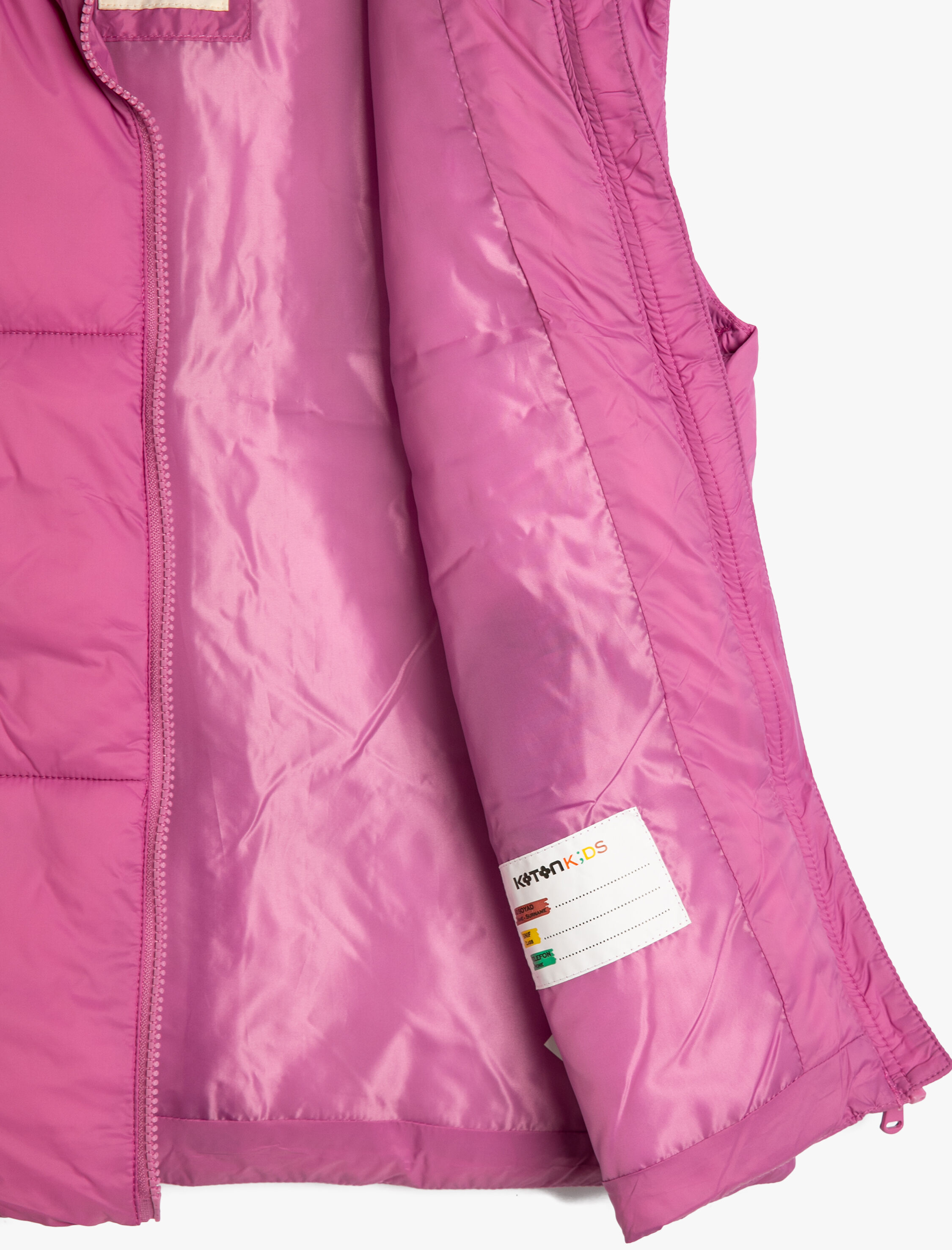  Kız Çocuk Şişme Yelek Dik Yaka Fermuarlı Cepli