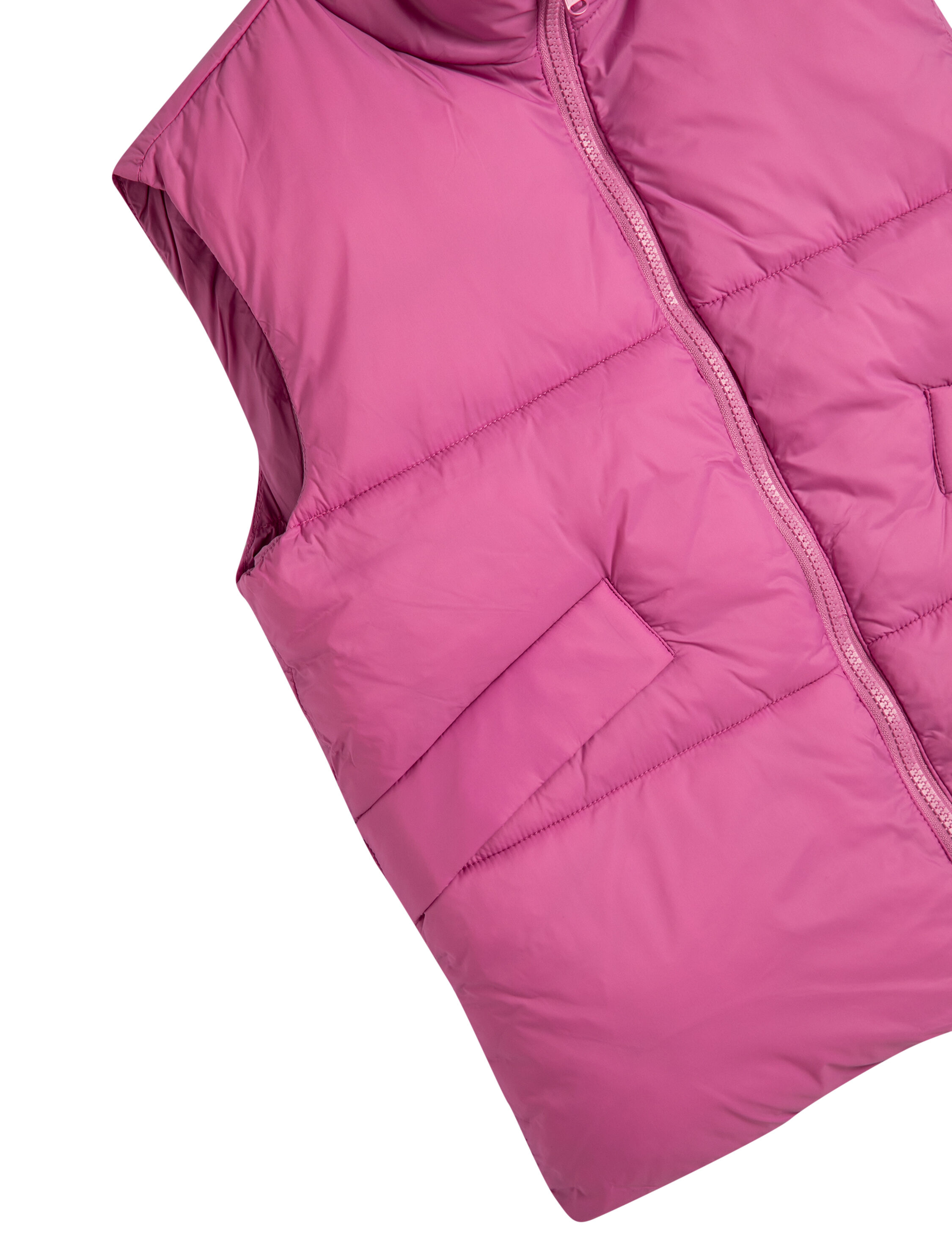  Kız Çocuk Şişme Yelek Dik Yaka Fermuarlı Cepli