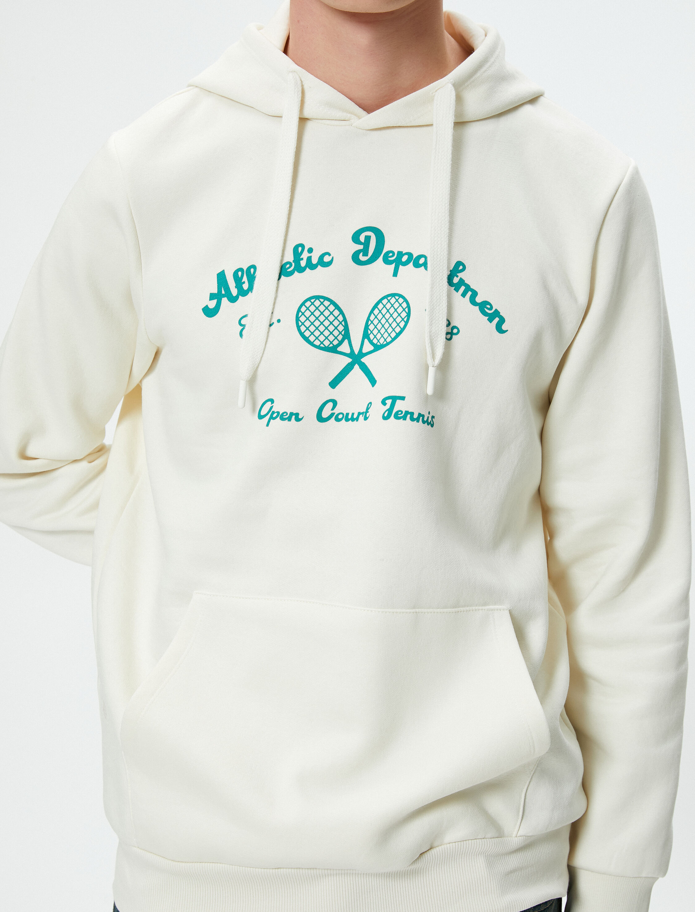 Kolej Sweatshirt Kapşonlu Baskılı Kanguru Cep Detaylı Şardonlu