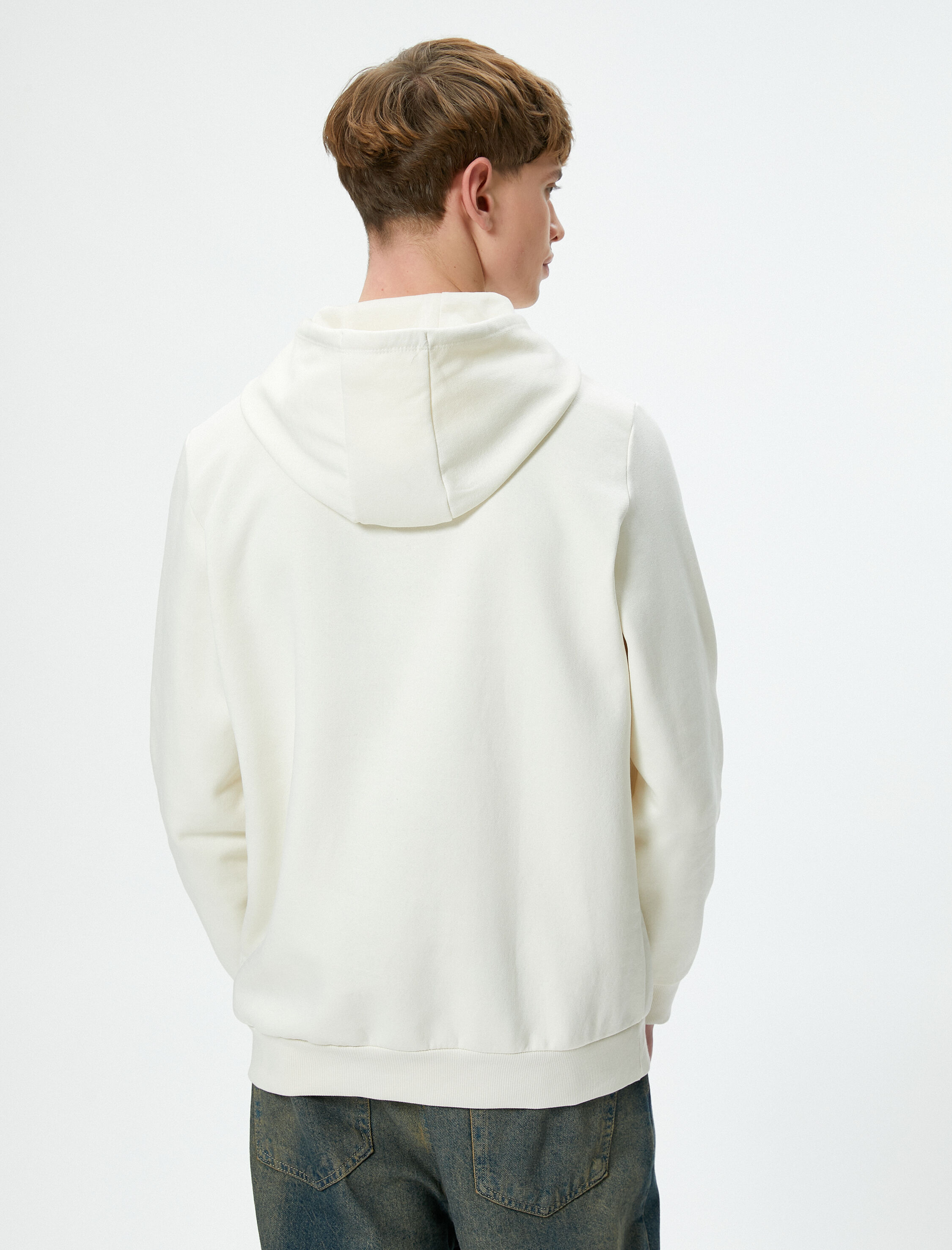 Kolej Sweatshirt Kapşonlu Baskılı Kanguru Cep Detaylı Şardonlu