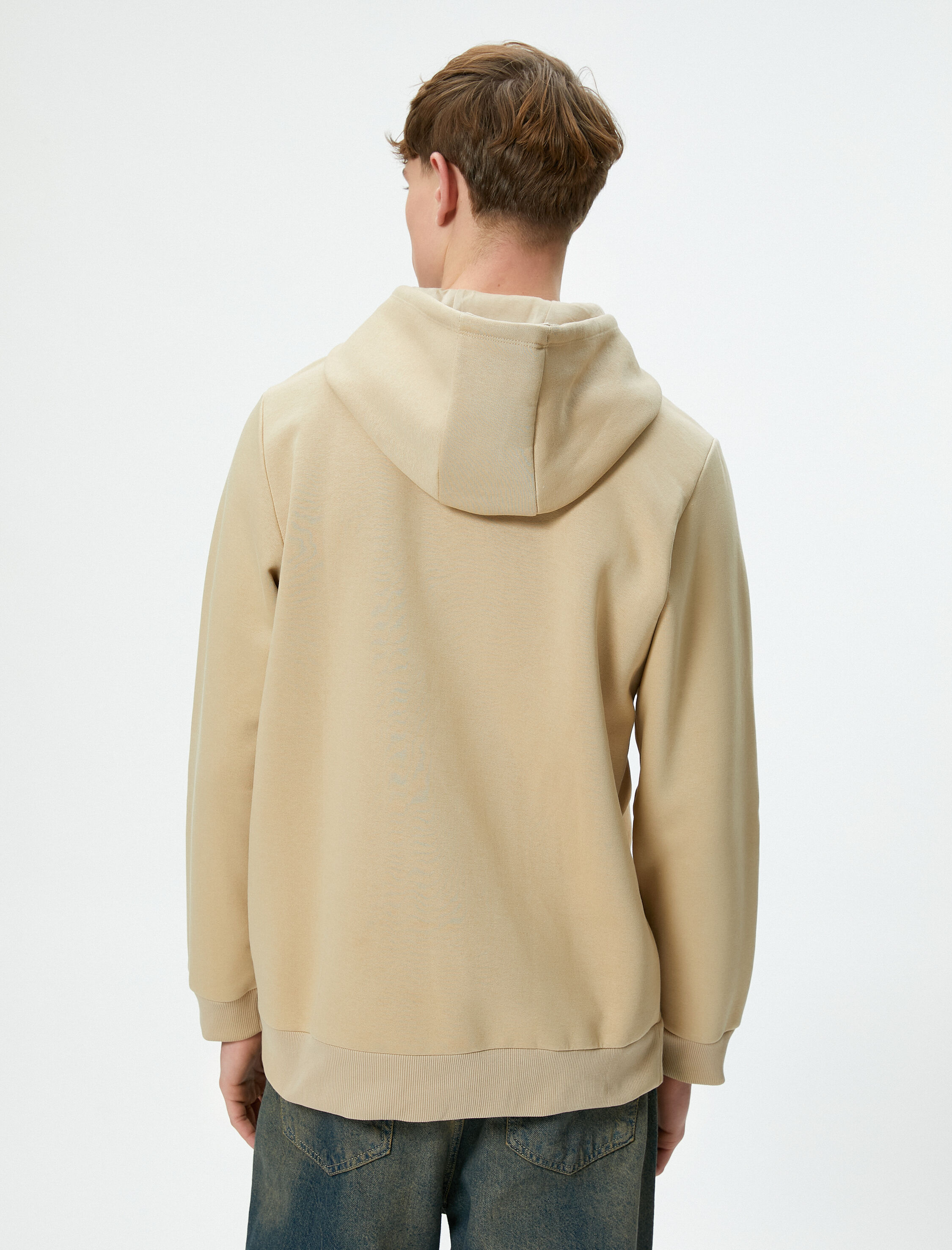 Kolej Sweatshirt Kapşonlu Baskılı Kanguru Cep Detaylı Şardonlu