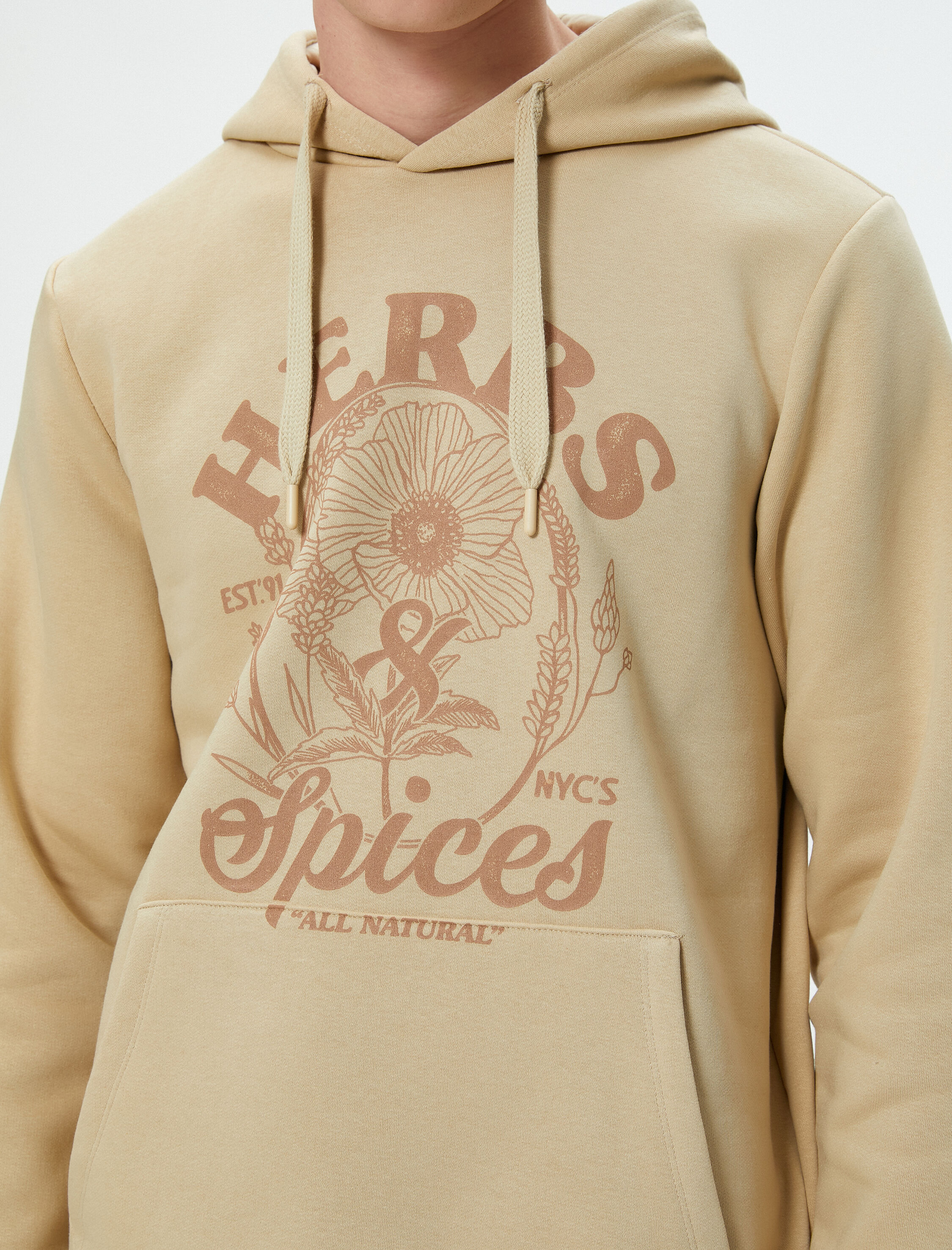 Kolej Sweatshirt Kapşonlu Baskılı Kanguru Cep Detaylı Şardonlu