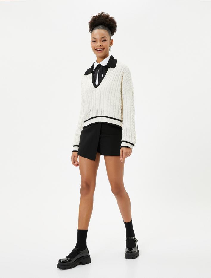  Şort Etek Viskoz Kumaş Karışımlı Normal Bel Dar Kalıp