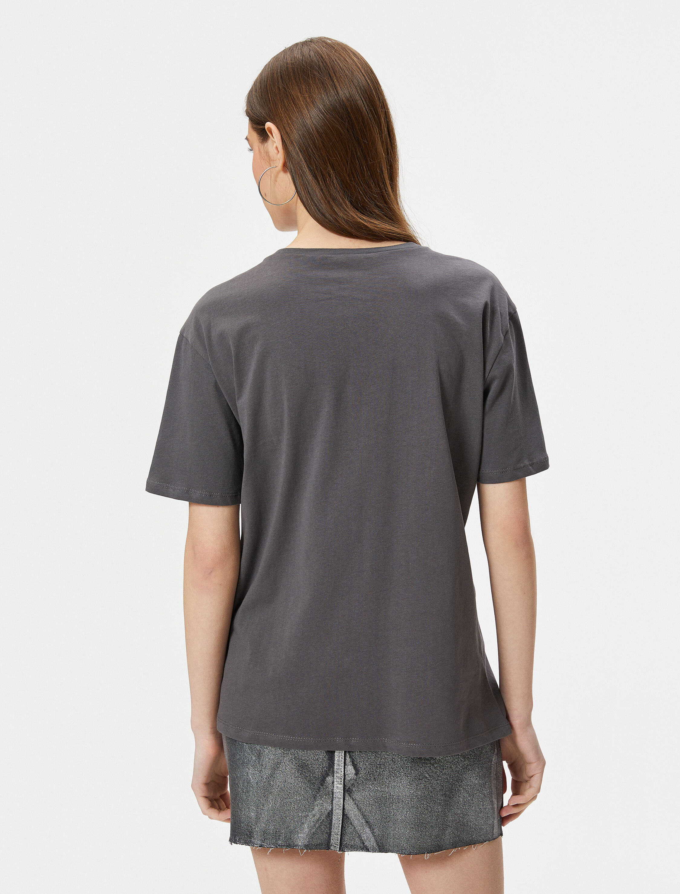   Gotik Temalı Baskılı Tişört Kısa Kollu Bisiklet Yaka Pamuklu