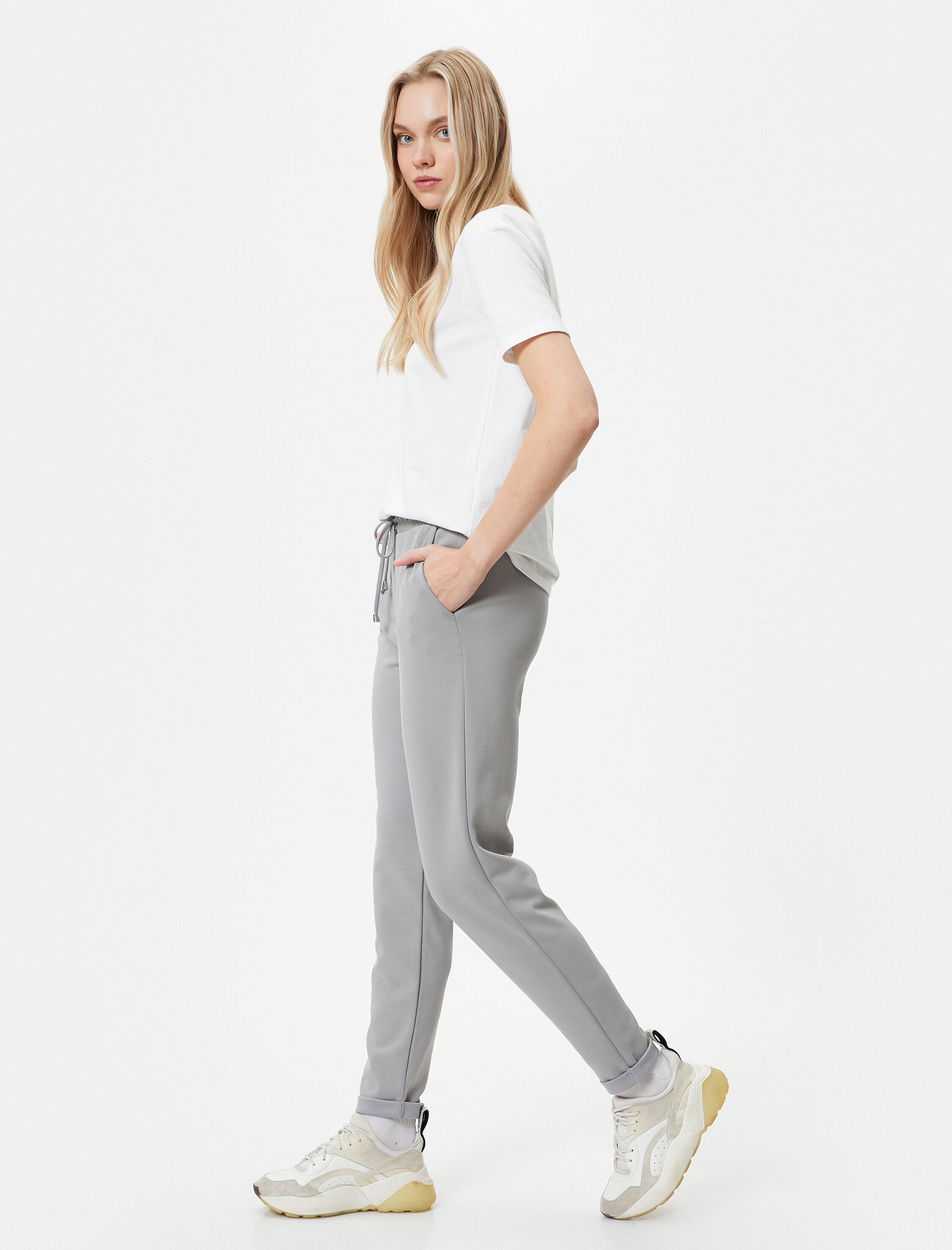   Jogger Pantolon Beli Bağcıklı Cepli Modal Karışımlı