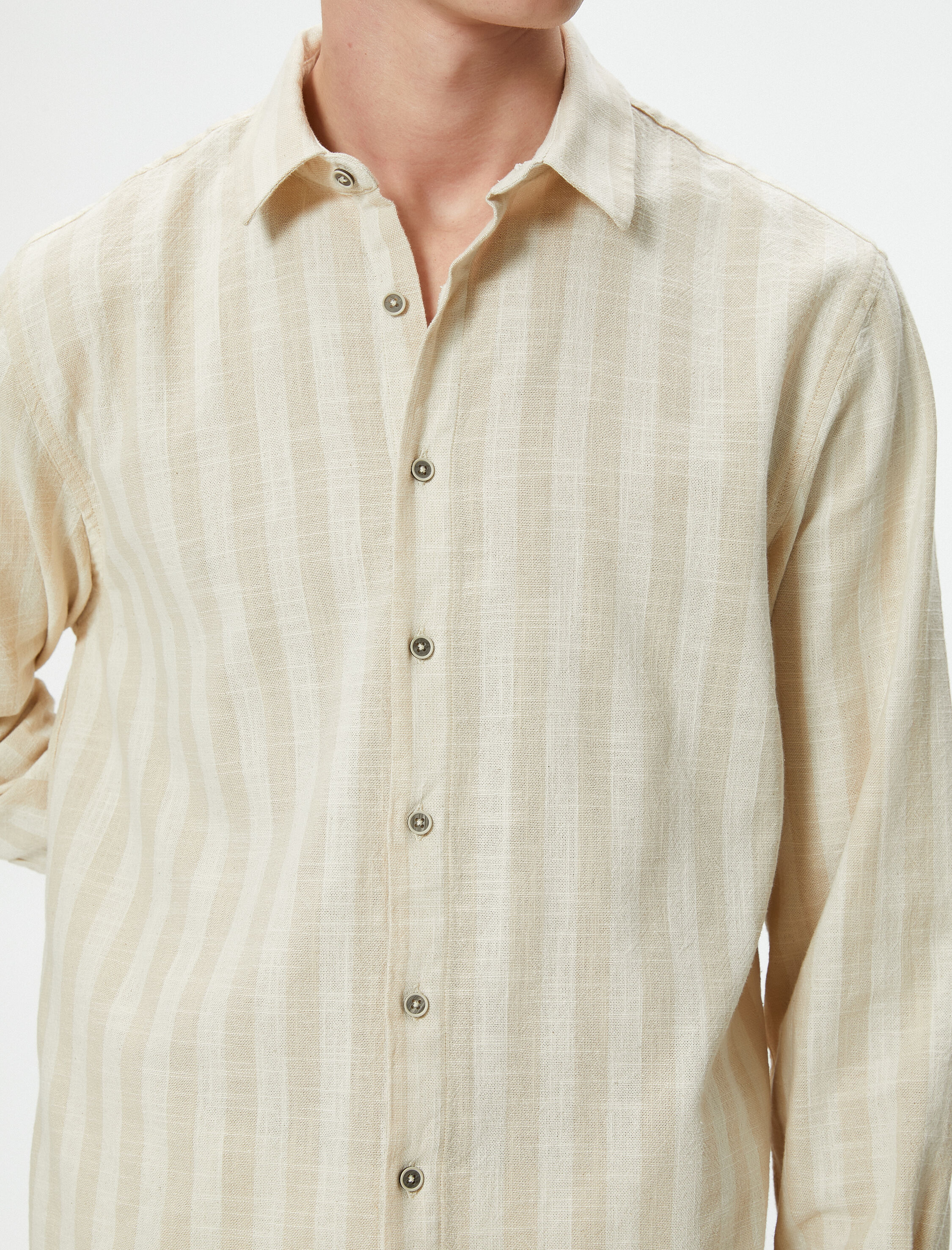   Klasik Yaka Gömlek Düğmeli Uzun Kollu Pamuklu Regular Fit