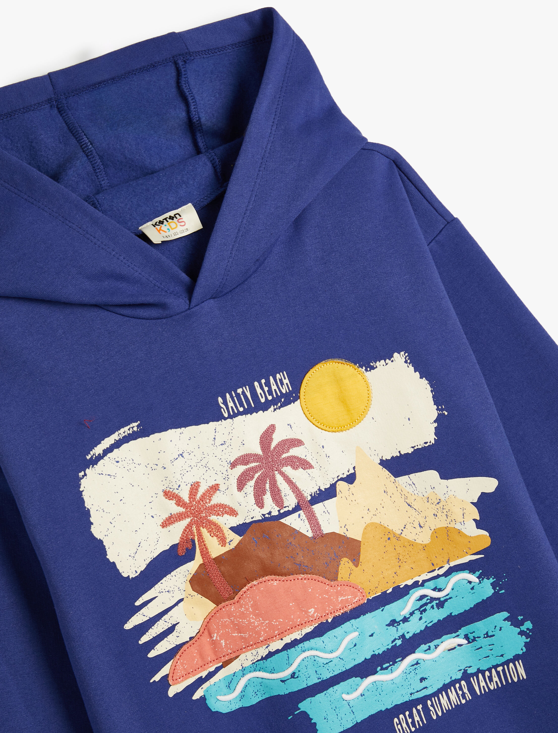  Erkek Çocuk Kapşonlu Sweatshirt Uzun Kollu Tropik Baskılı Şardonlu