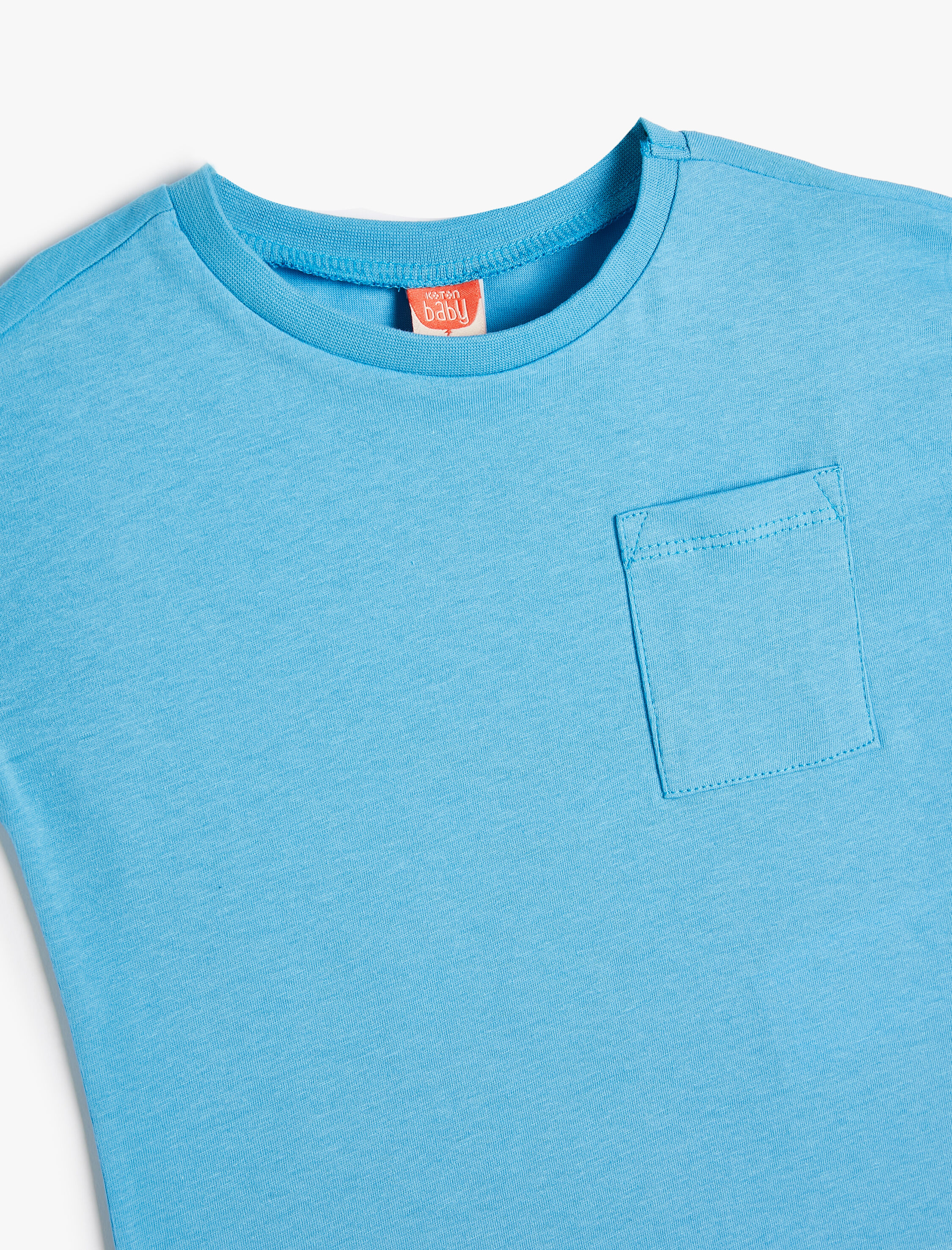  Erkek Bebek Basic Tişört Kısa Kollu Cep Detaylı Pamuklu