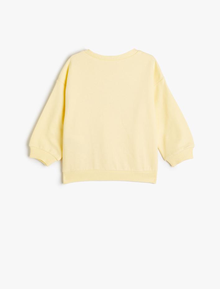 Kız Bebek Sweatshirt Slogan Baskılı Uzun Kollu Bisiklet Yaka Pamuklu Şardonlu