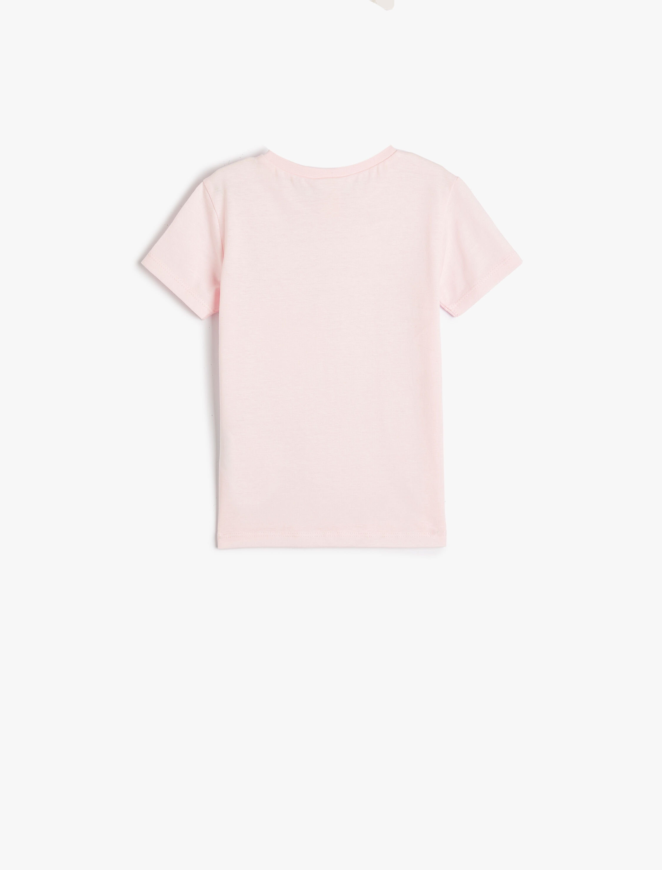  Kız Bebek Tişört Kısa Kollu Bisiklet Yaka Kedi Baskılı Cep Detaylı Pamuklu