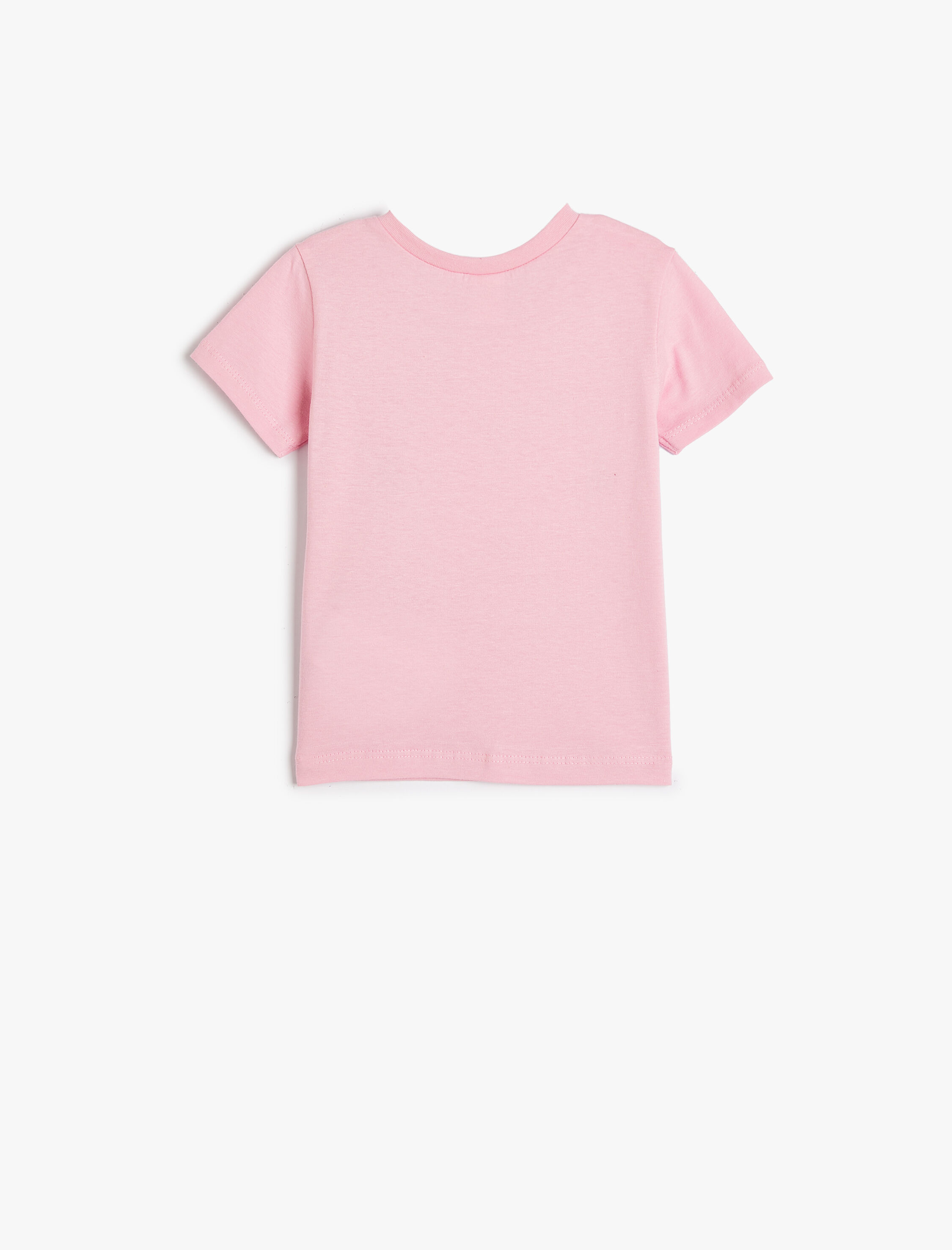  Kız Bebek Tişört Kısa Kollu Bisiklet Yaka Kuş Baskılı Pamuklu