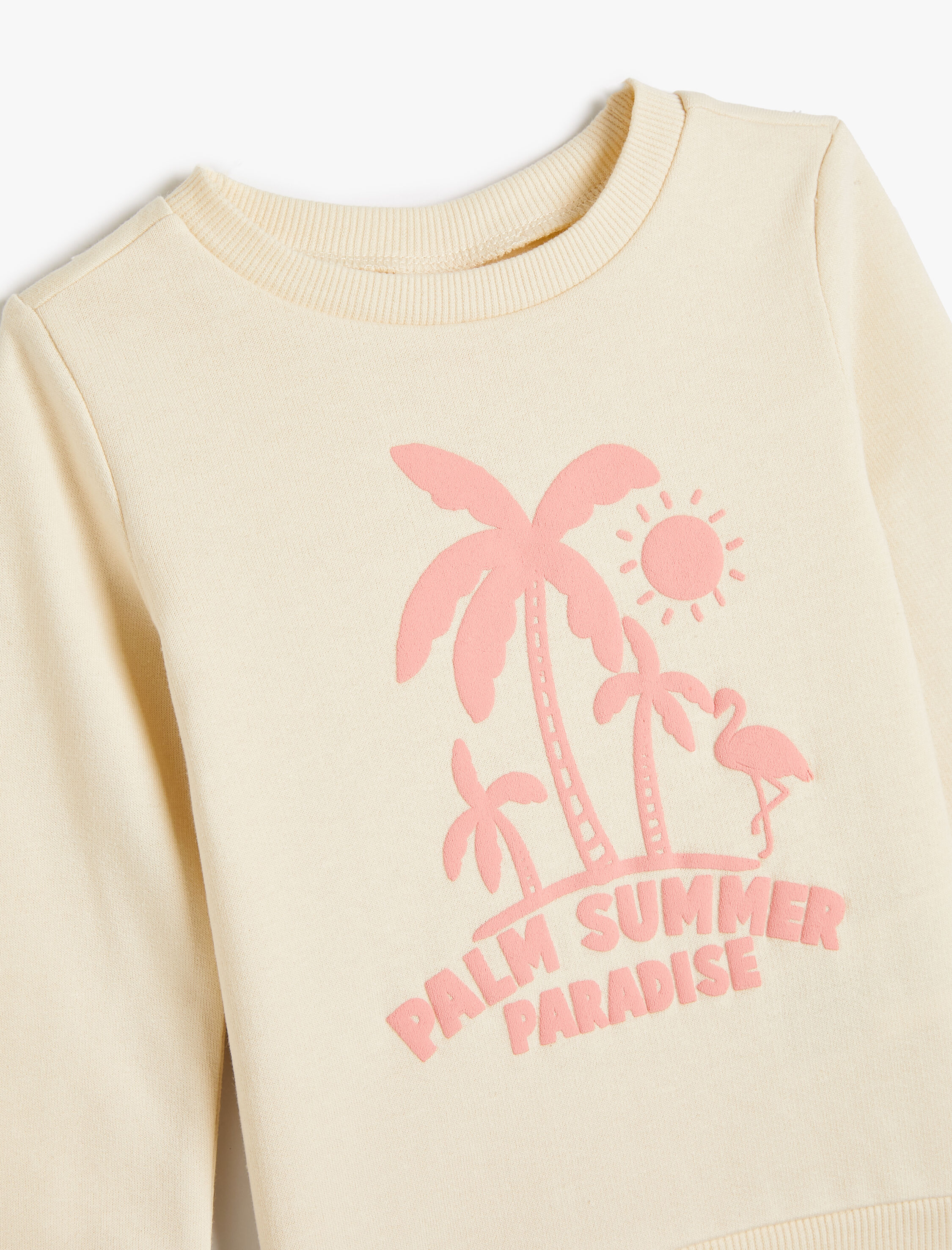 Kız Bebek Sweatshirt Yaz Temalı Baskılı Uzun Kollu Bisiklet Yaka Pamuklu Şardonlu