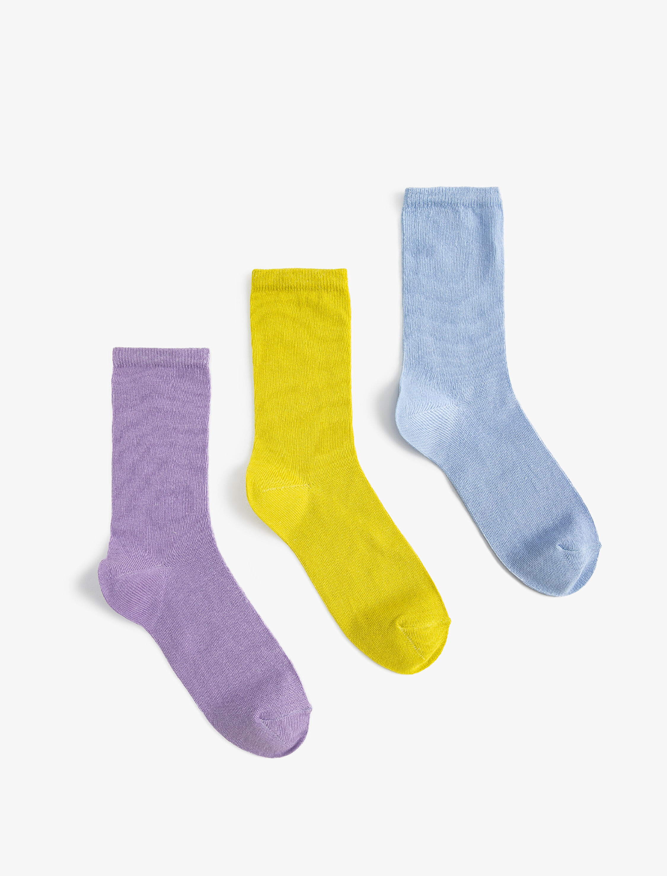  Kadın 3'lü Basic Soket Çorap Seti Çok Renkli