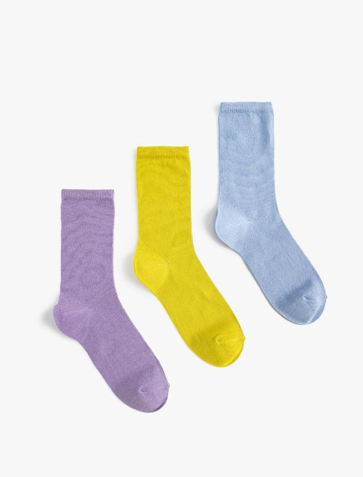 Kadın 3'lü Basic Soket Çorap Seti Çok Renkli