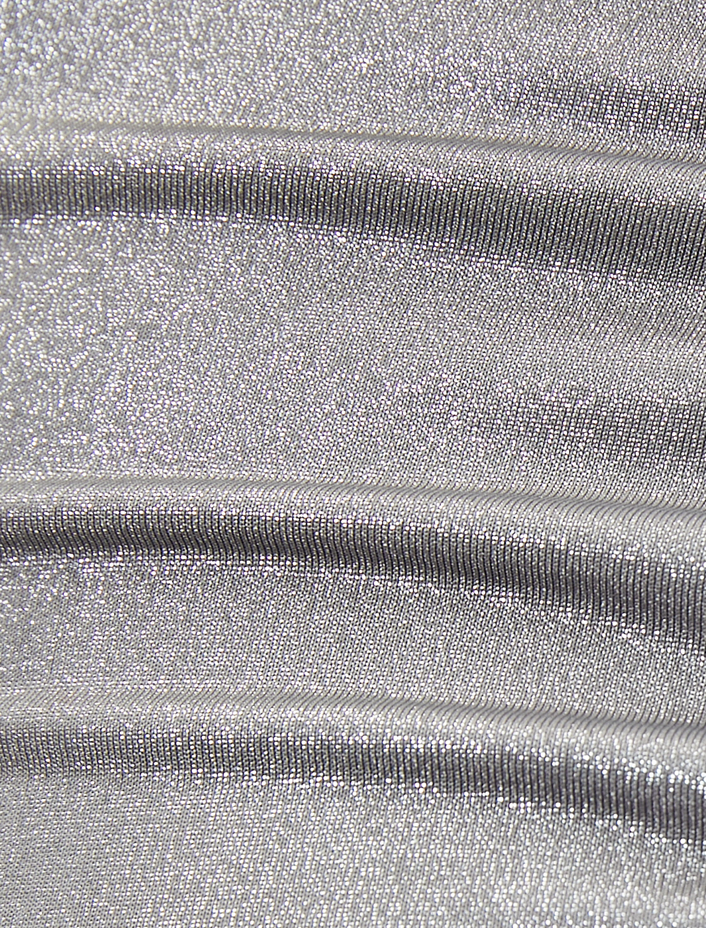   Parlak Metalik Crop Bluz Drape Detaylı Uzun Kollu Bisiklet Yaka