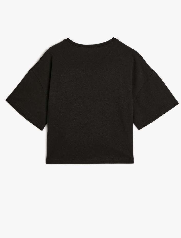 Kız Çocuk Tişört Kısa Kollu Bisiklet Yaka Pamuklu Slogan Baskılı