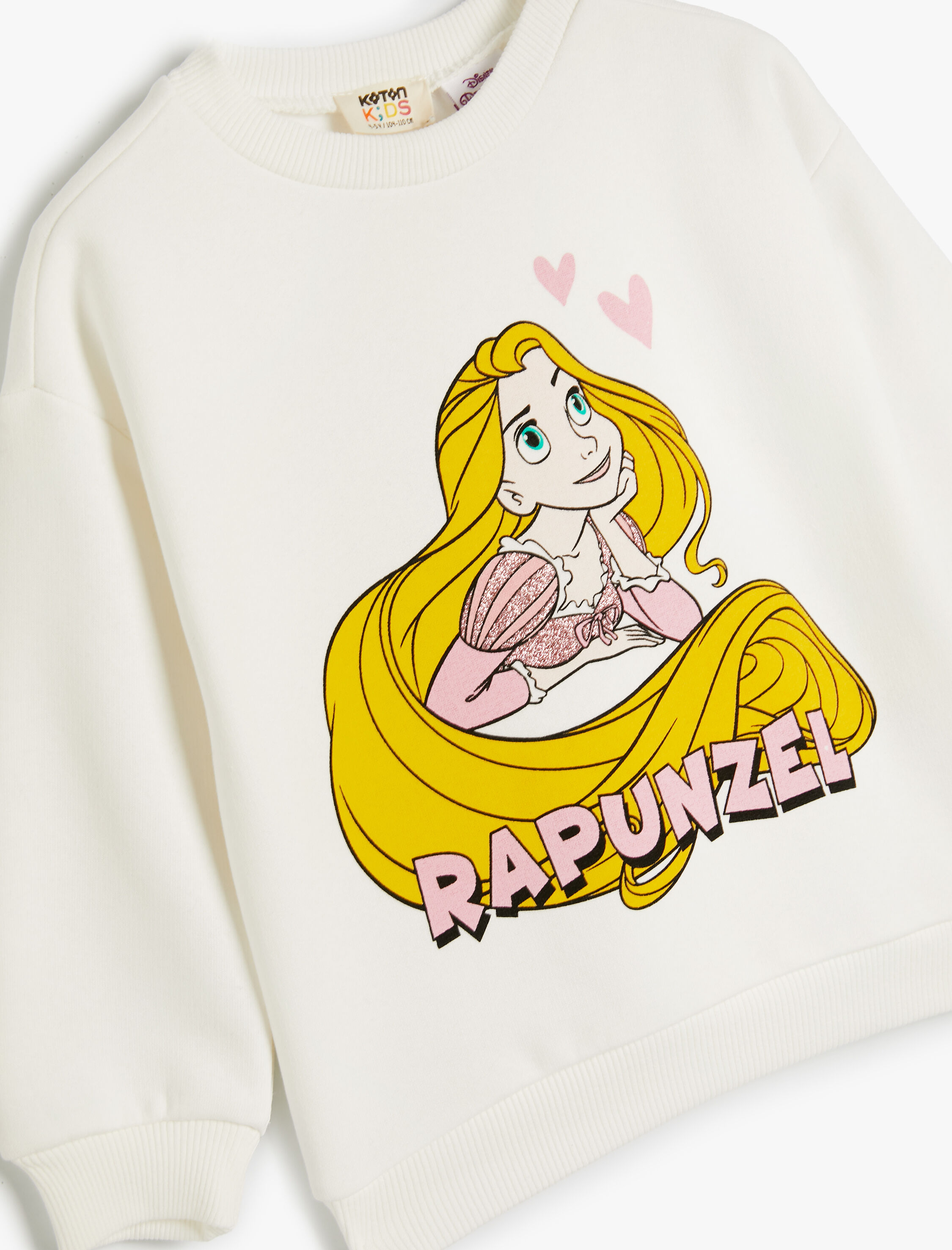  Kız Çocuk Rapunzel Sweat Lisanslı Uzun Kollu Bisiklet Yaka Şardonlu