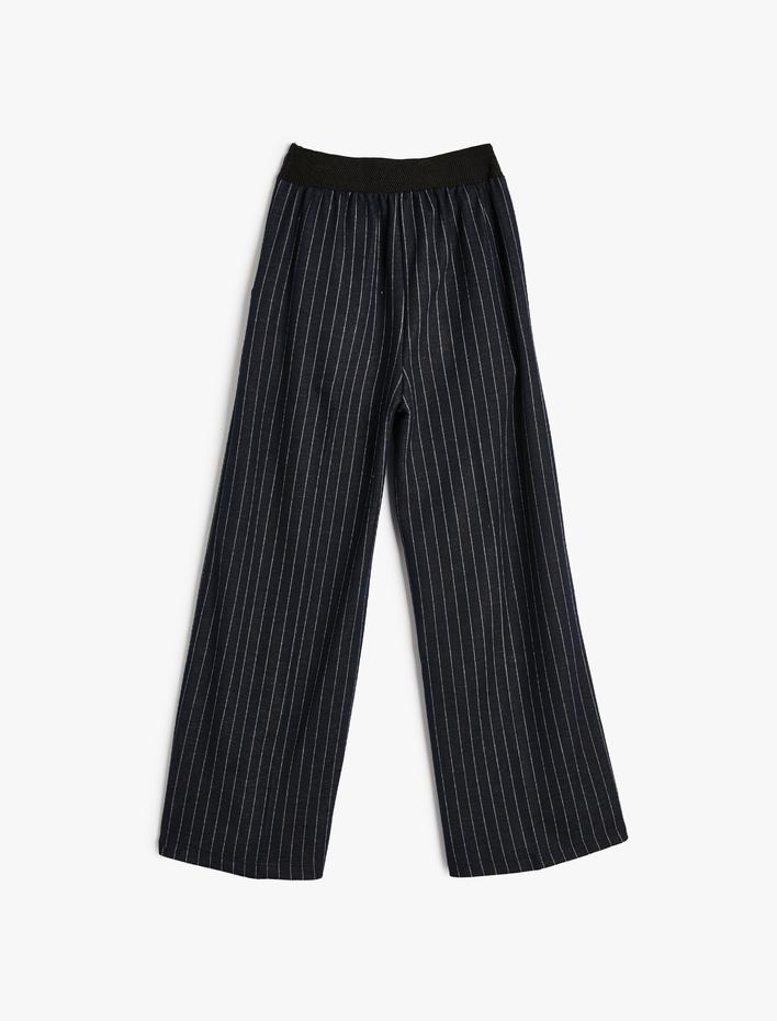 Kız Çocuk İspanyol Paça Pantolon Parlak Detaylı Beli Lastikli