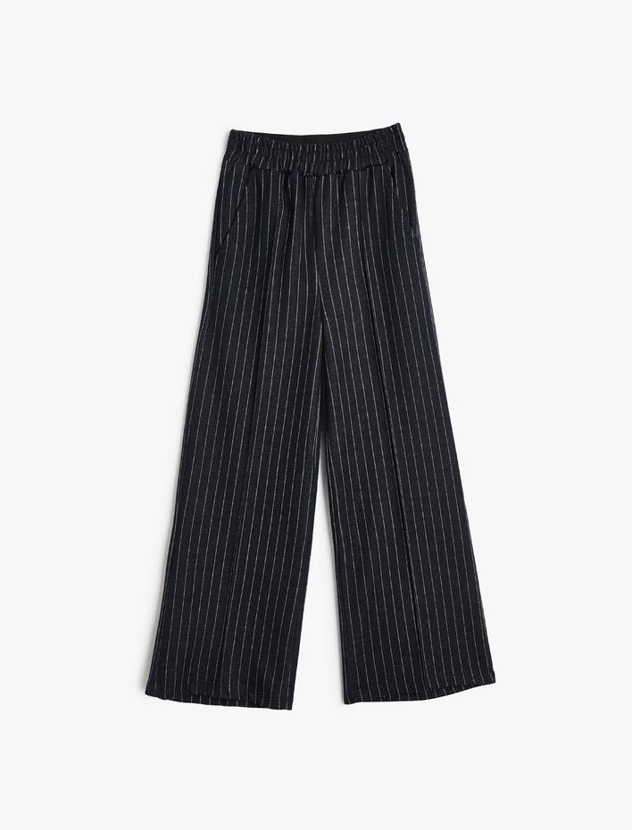 Kız Çocuk İspanyol Paça Pantolon Parlak Detaylı Beli Lastikli