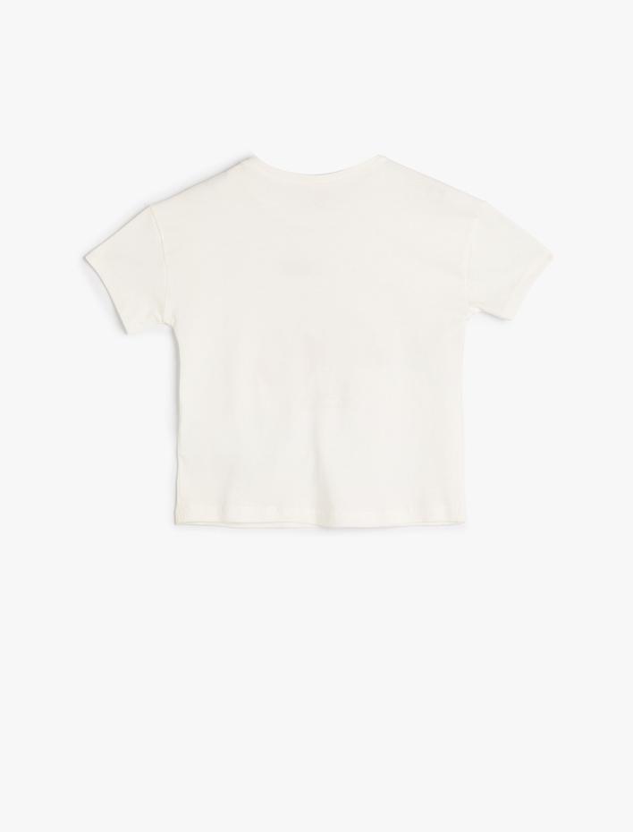 Kız Bebek Tişört Kiraz Baskılı Kısa Kollu Bisiklet Yaka Pamuklu