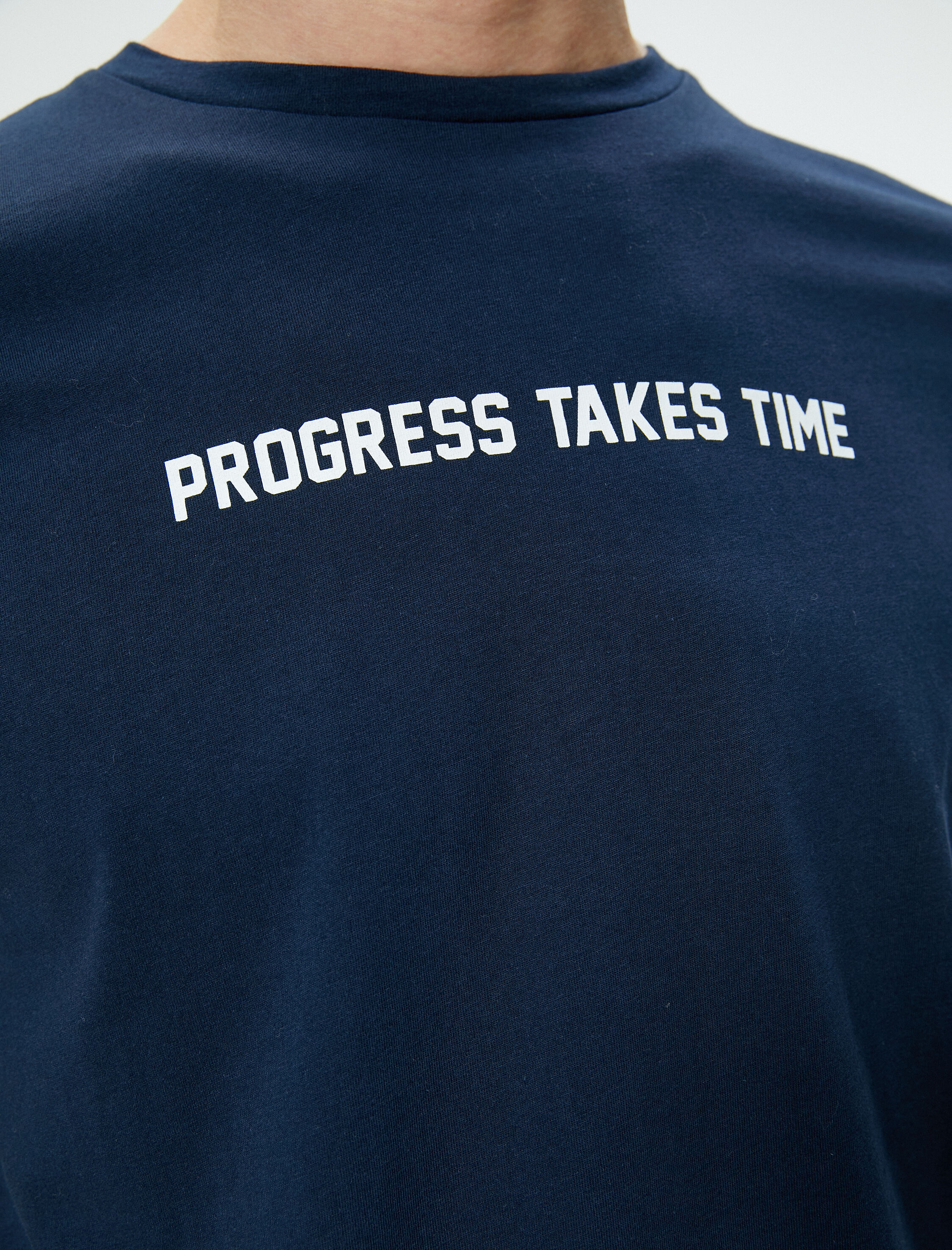   Spor Tişört Slogan Baskılı Bisiklet Yaka Kısa Kollu Pamuklu