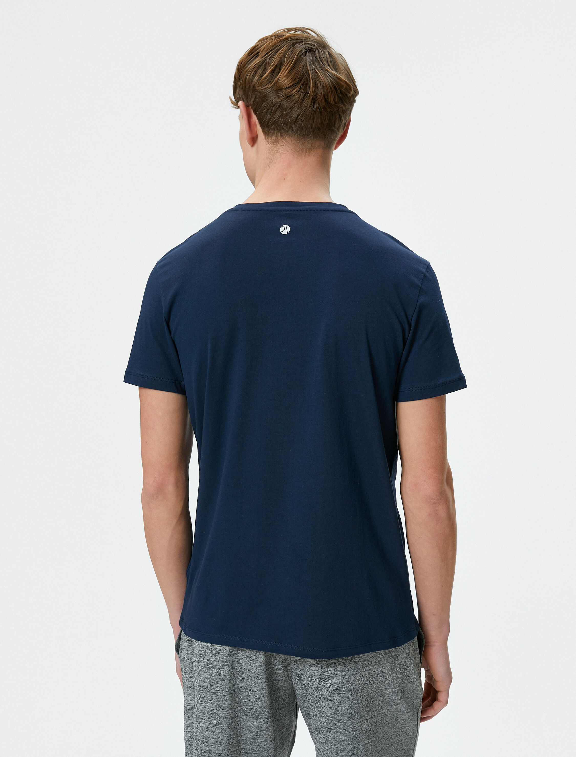   Spor Tişört Slogan Baskılı Bisiklet Yaka Kısa Kollu Pamuklu