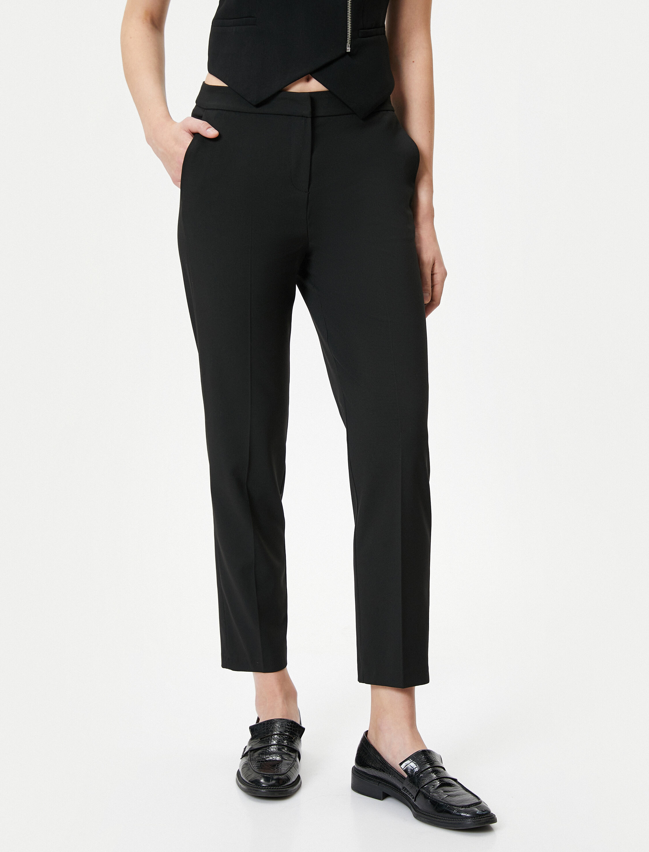   Cigarette Kumaş Pantolon Normal Bel Cepli