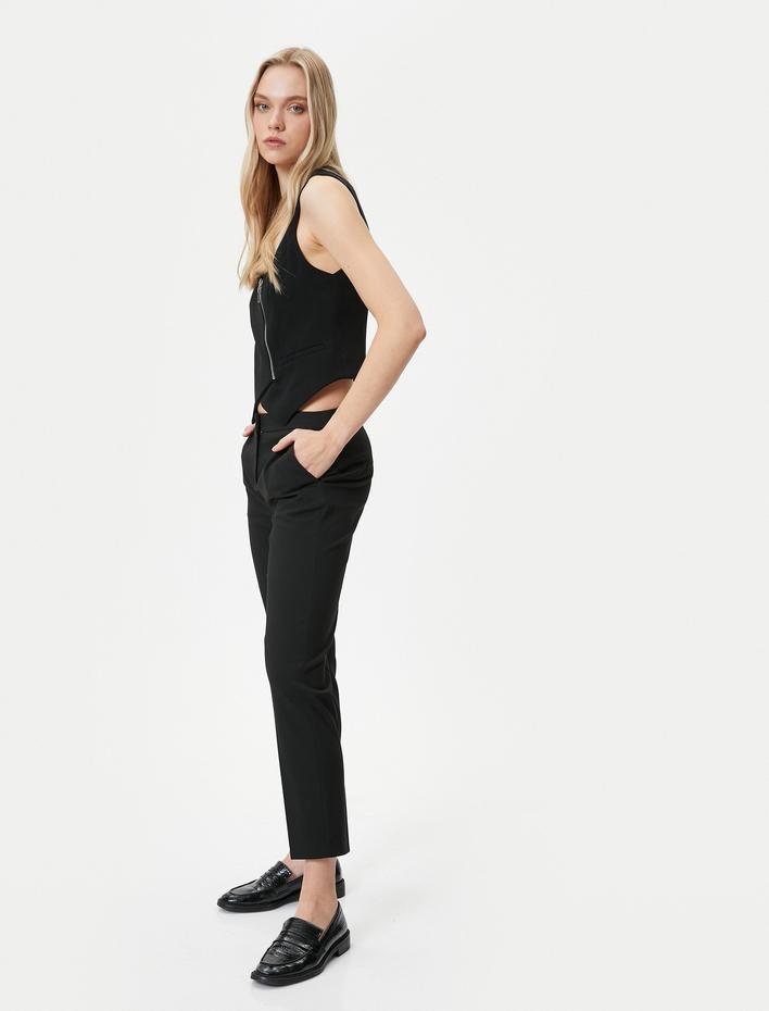  Cigarette Kumaş Pantolon Normal Bel Cepli