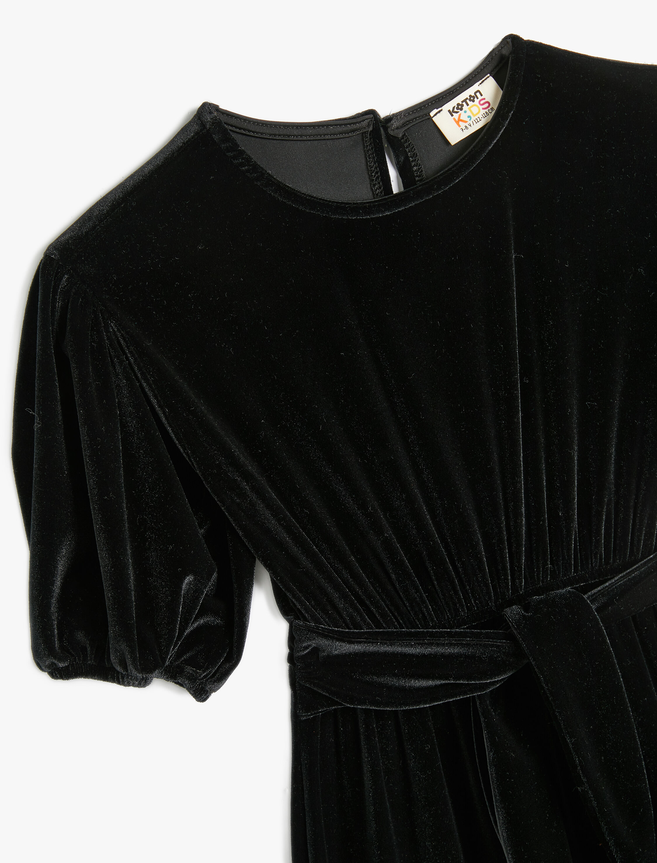  Kız Çocuk Kadife Tulum Balon Kol İspanyol Paça Beli Bağlamalı