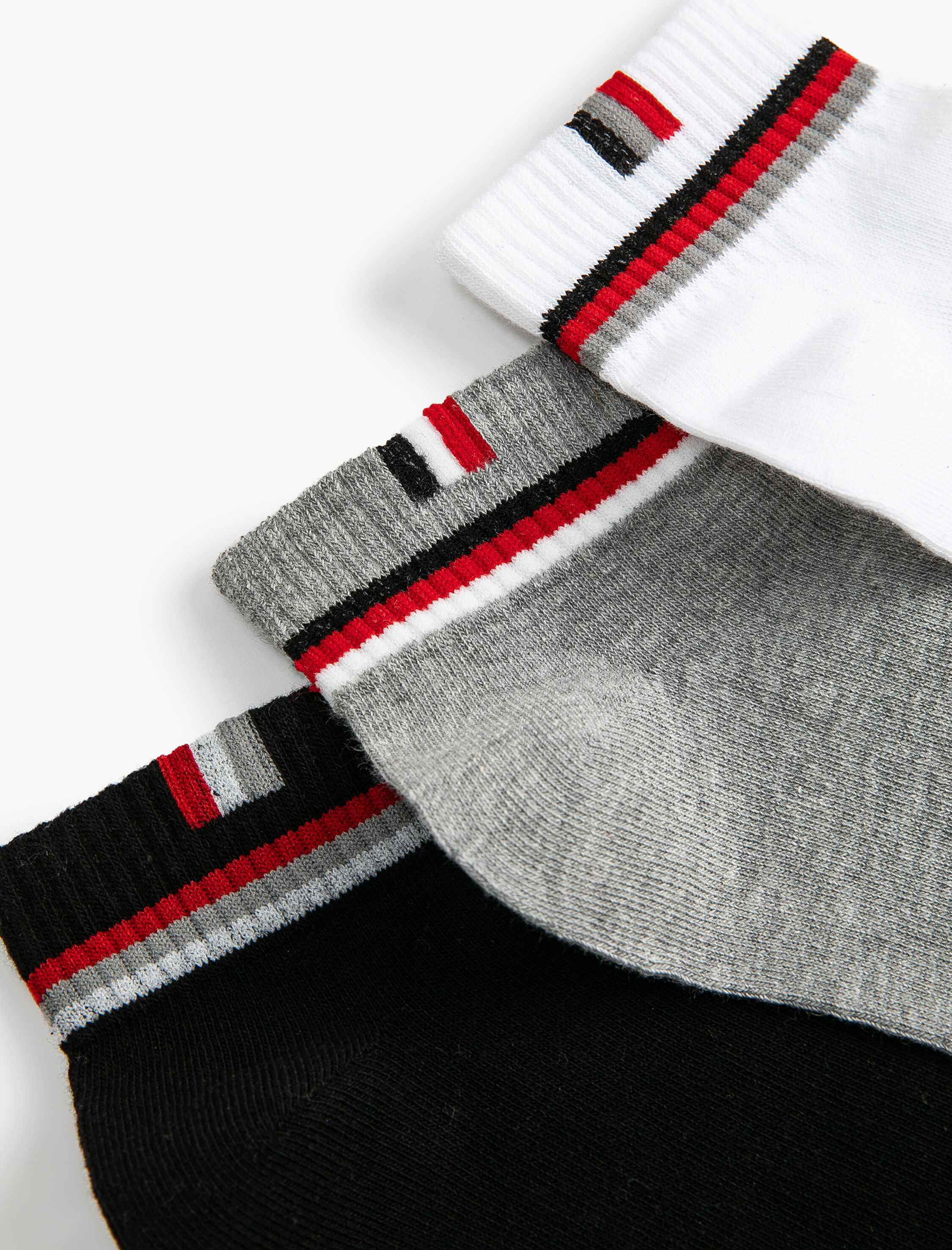  Erkek 3'lü Patik Çorap Seti Şerit Detaylı Çok Renkli