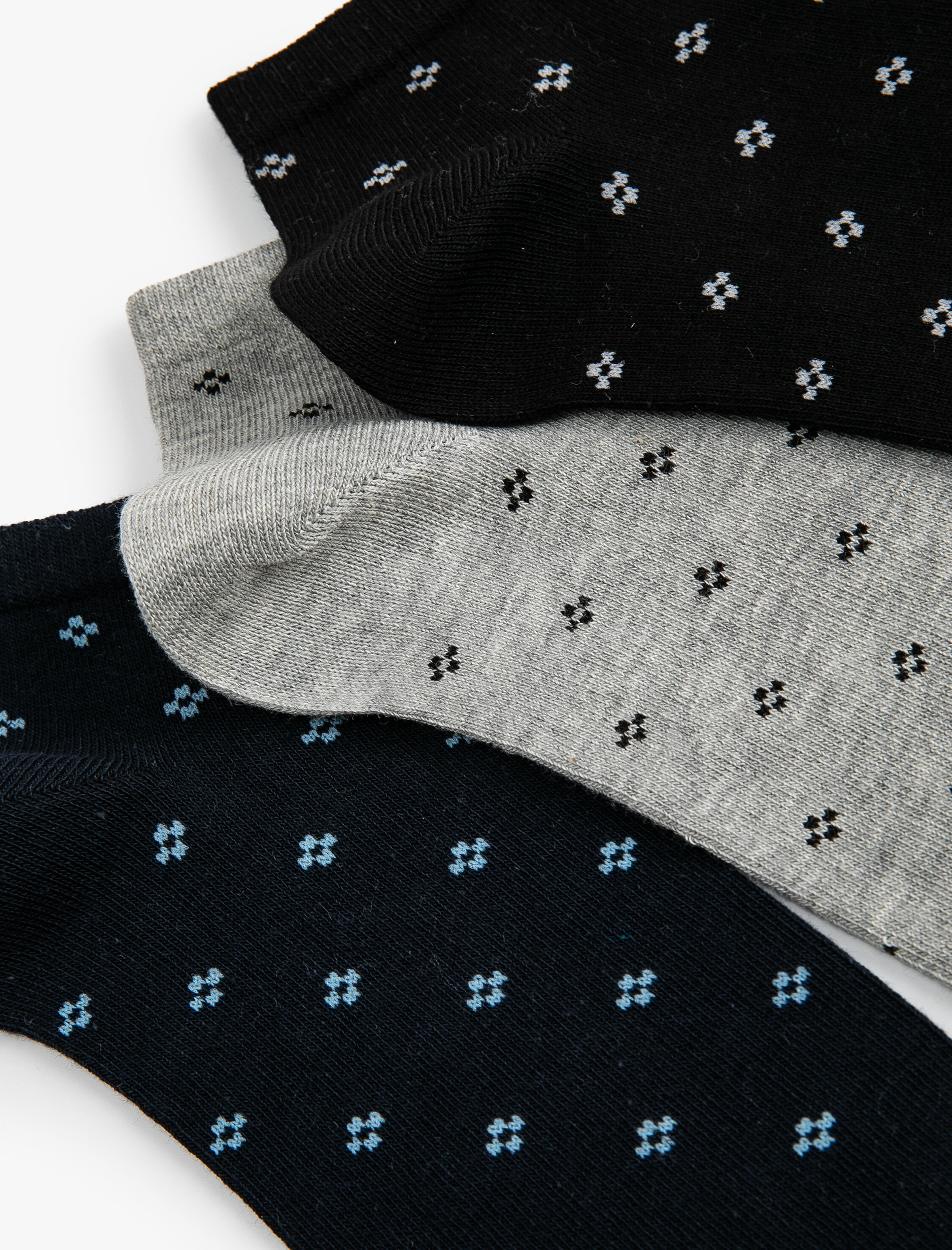 Erkek 3'lü Patik Çorap Seti Geometrik Desenli Çok Renkli