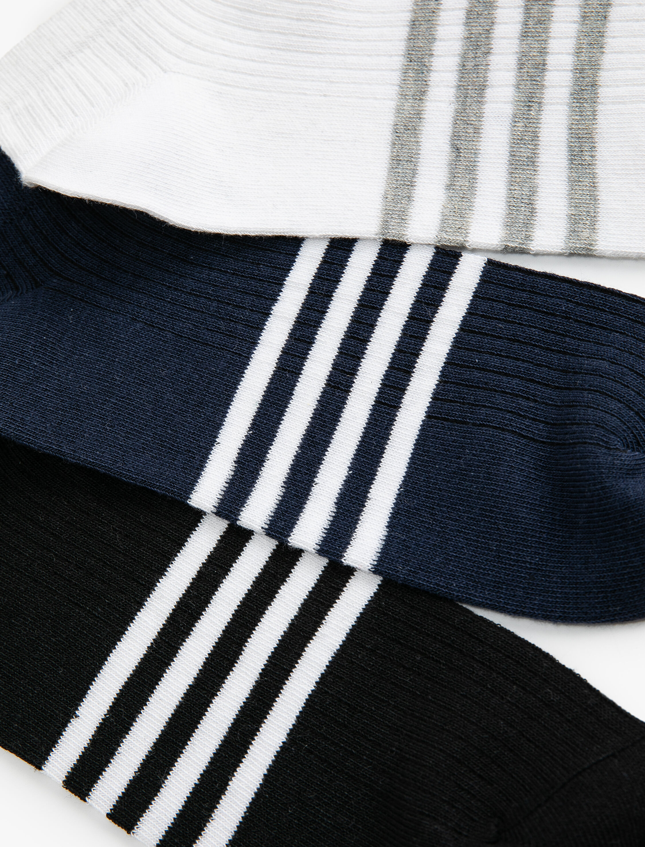  Erkek Çizgili 3'lü Patik Çorap Seti Çok Renkli