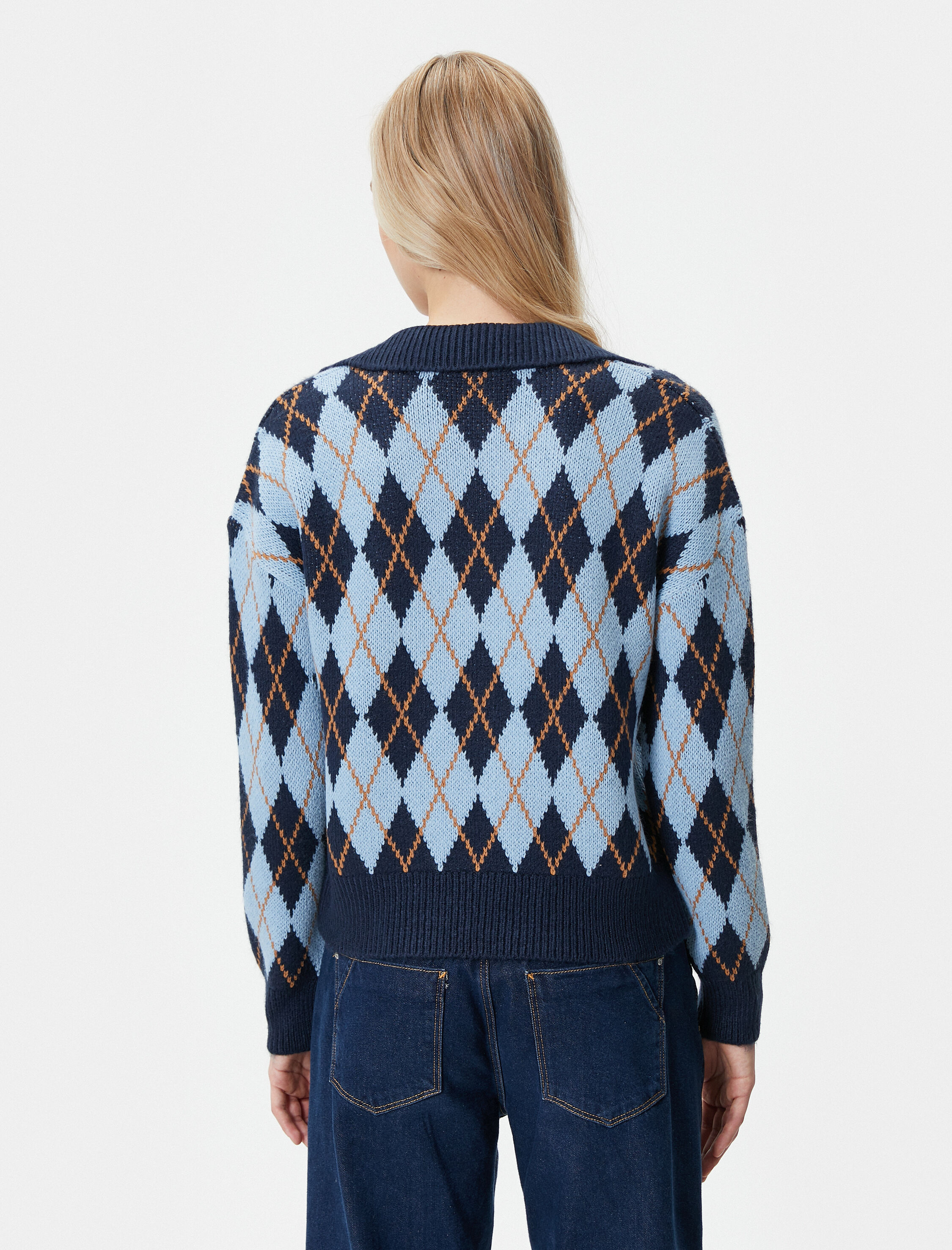   Oversize Kazak Polo Yaka Baklava Desenli