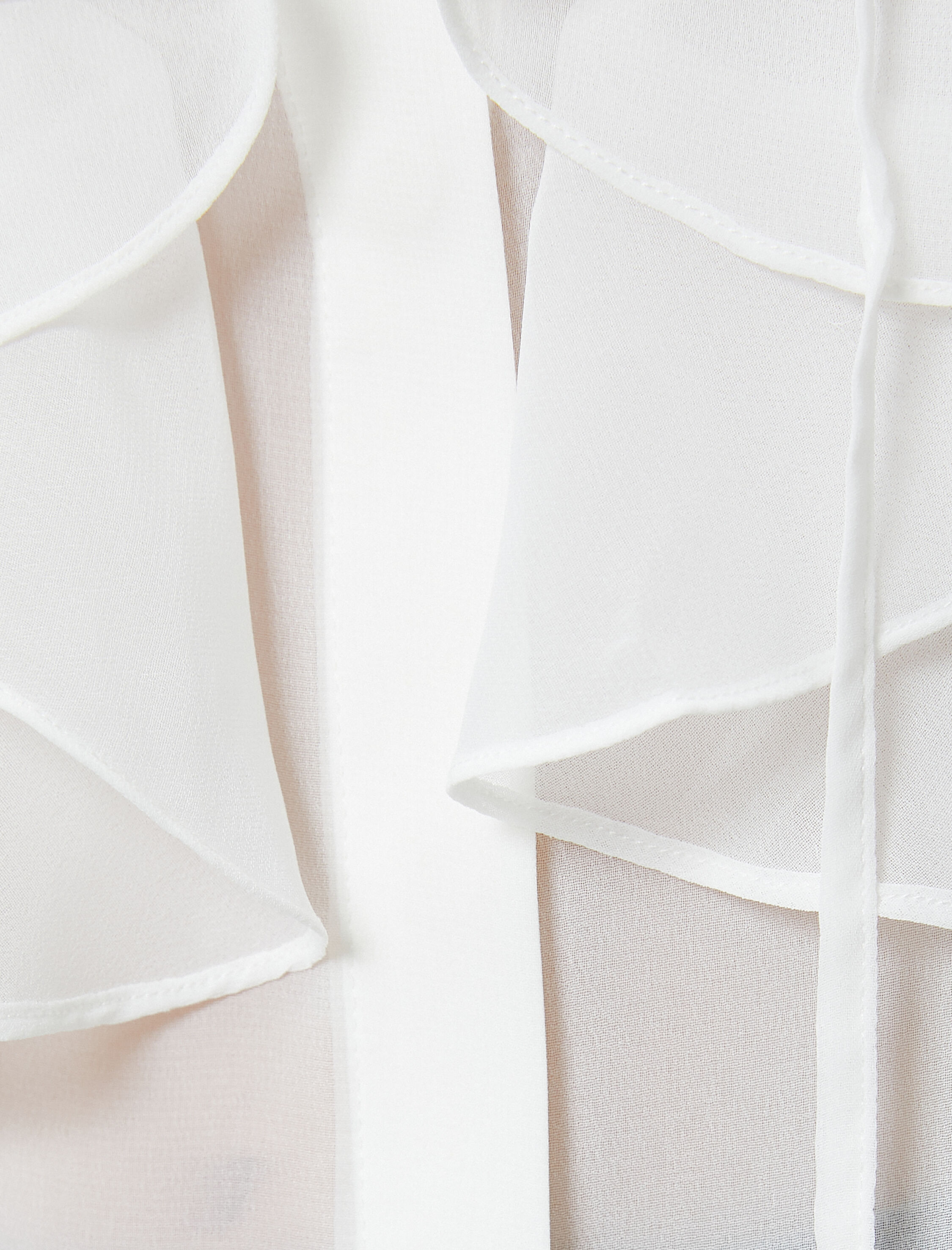   Şifon Transparan Gömlek Fırfırlı Düğmeli Uzun Kollu