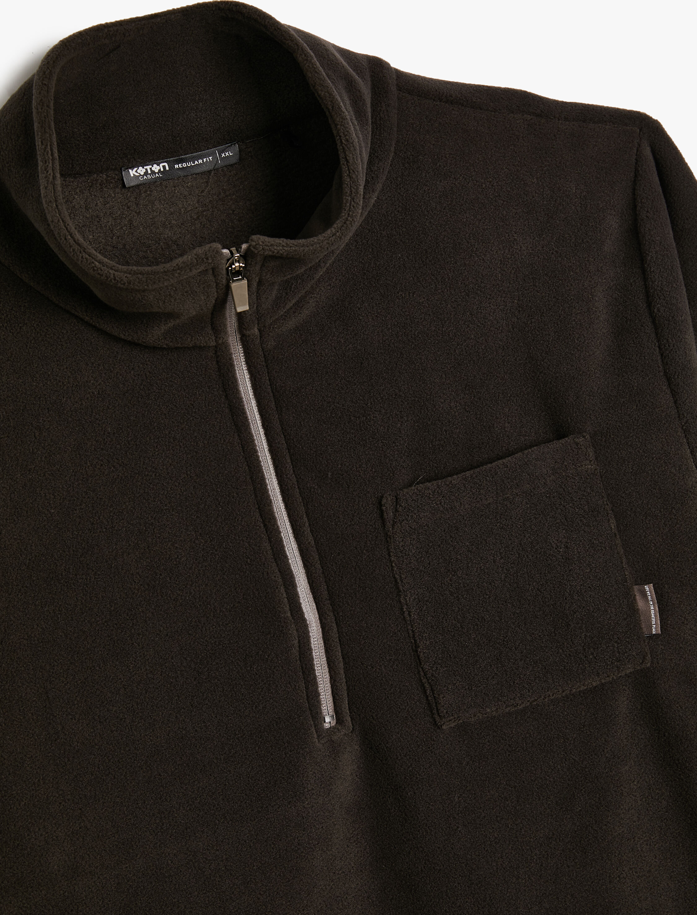   Polar Sweatshirt Yarım Fermuarlı Cep Detaylı Dik Yaka Yumuşak Dokulu