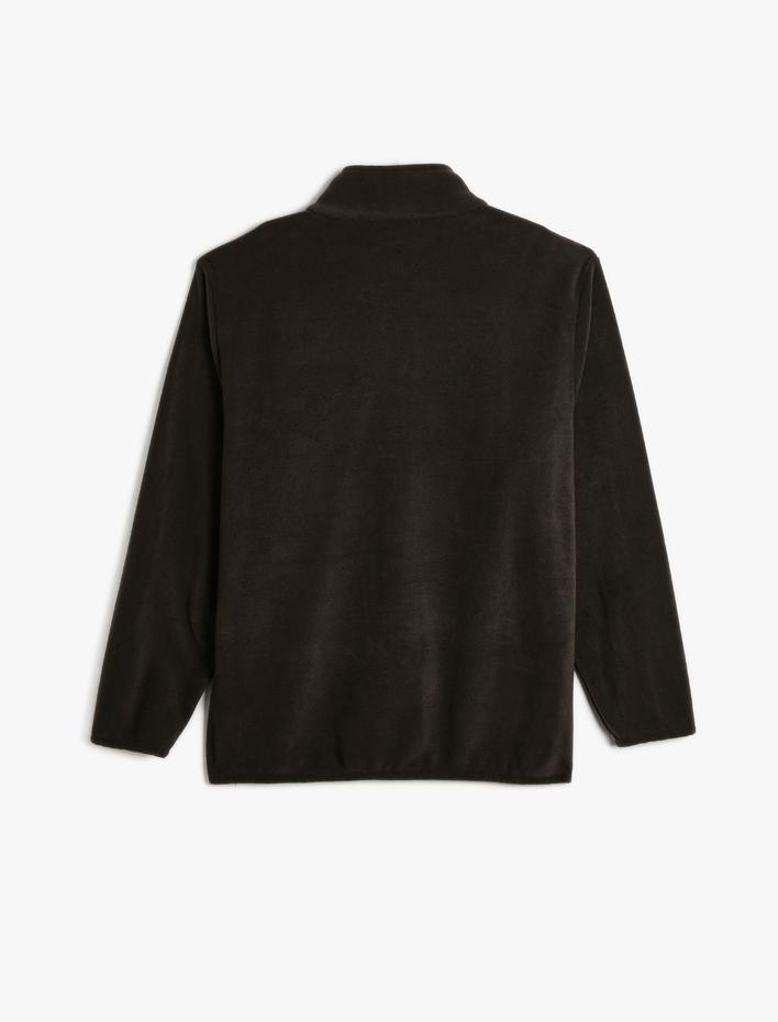  Polar Sweatshirt Yarım Fermuarlı Cep Detaylı Dik Yaka Yumuşak Dokulu