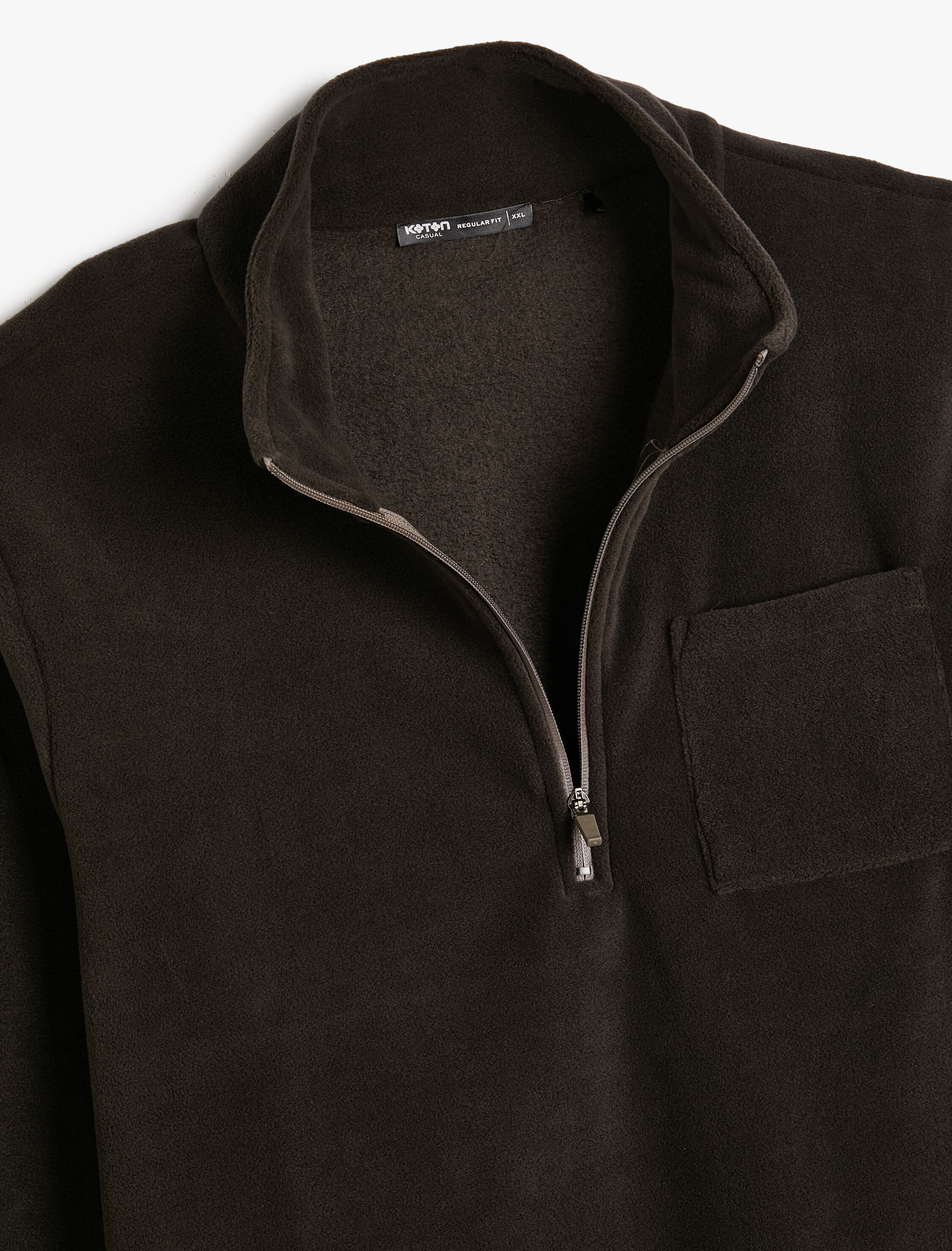   Polar Sweatshirt Yarım Fermuarlı Cep Detaylı Dik Yaka Yumuşak Dokulu