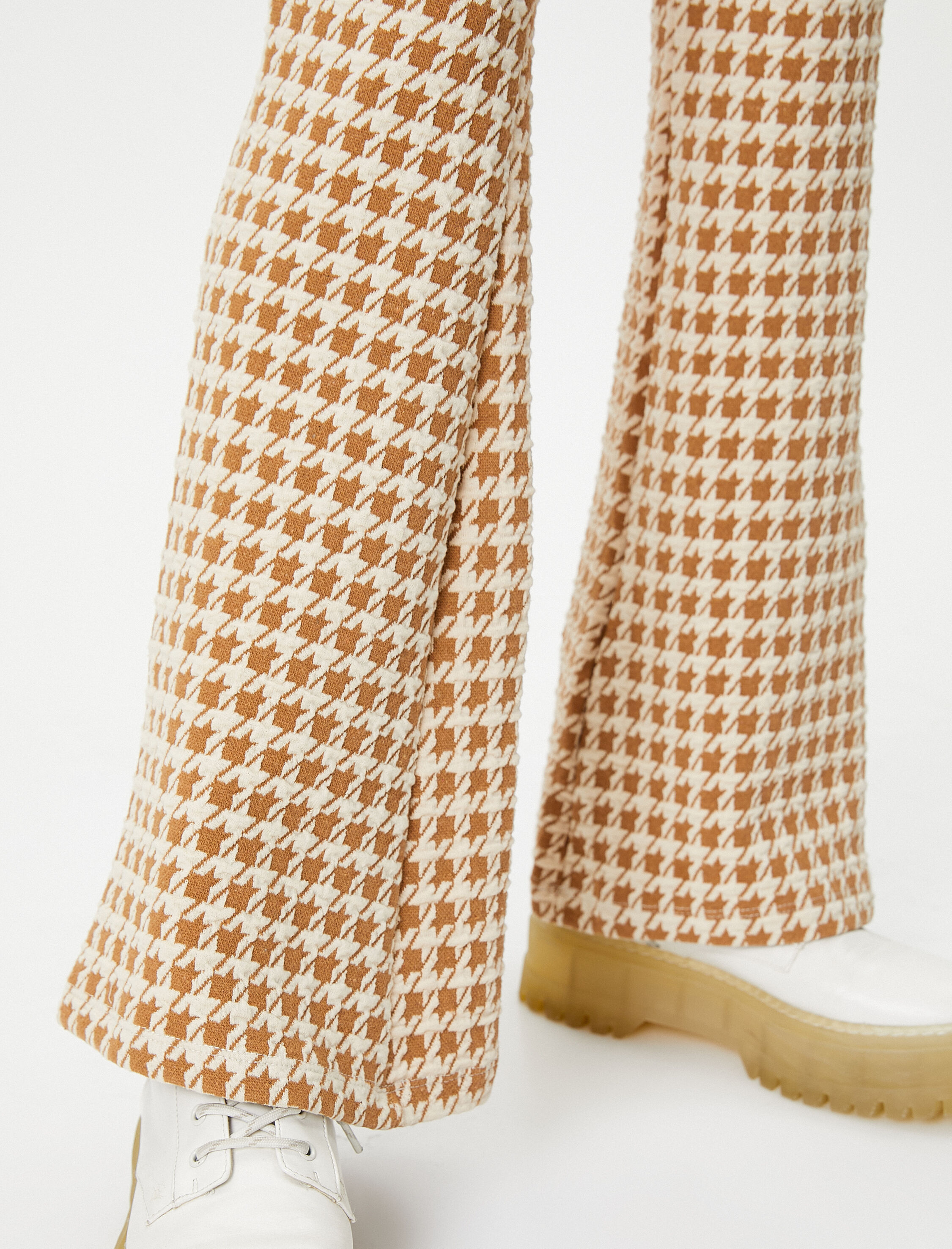   İspanyol Paça Tayt Pantolon Yüksek Bel Desenli