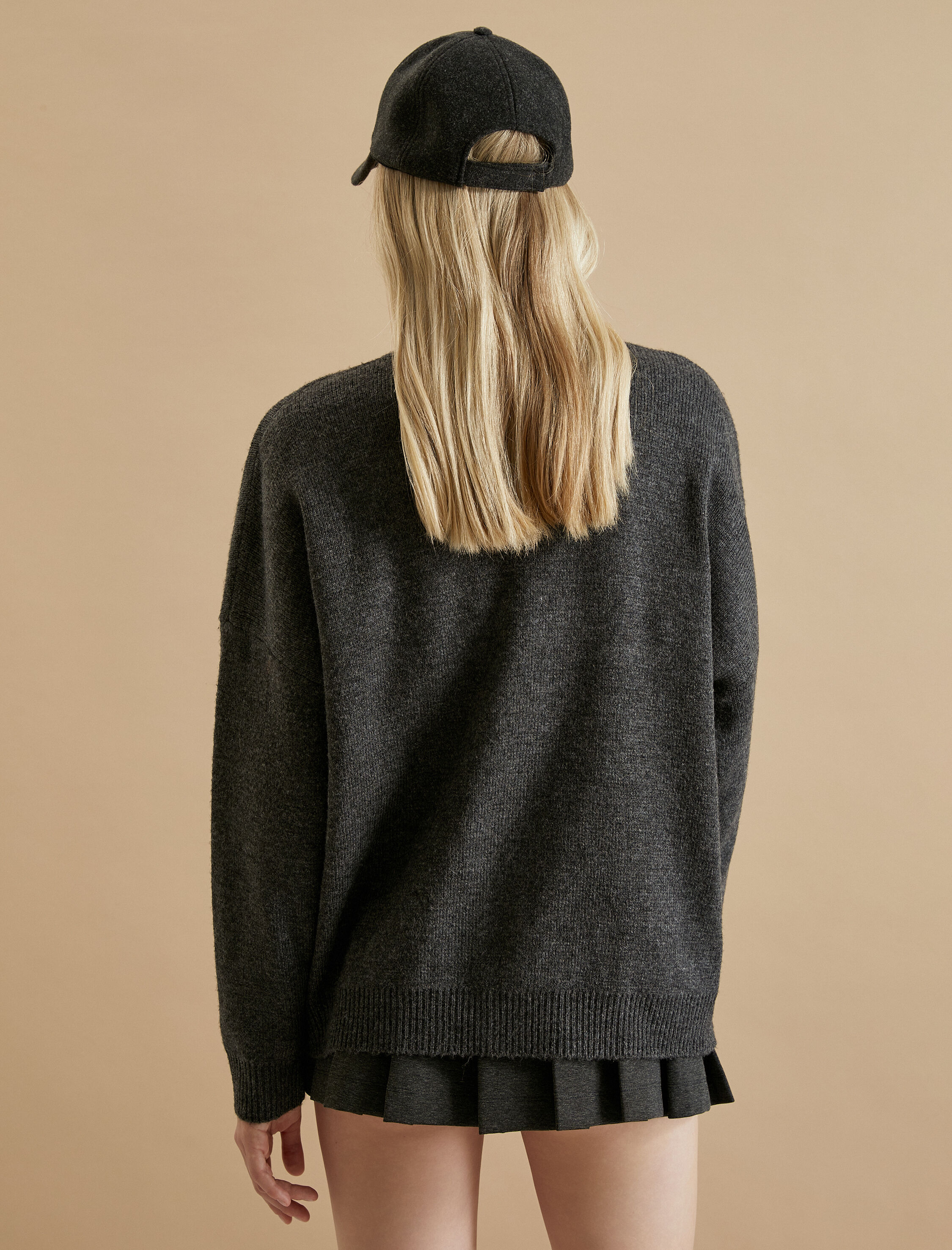   Triko Oversize Hırka V Yaka Düğmeli