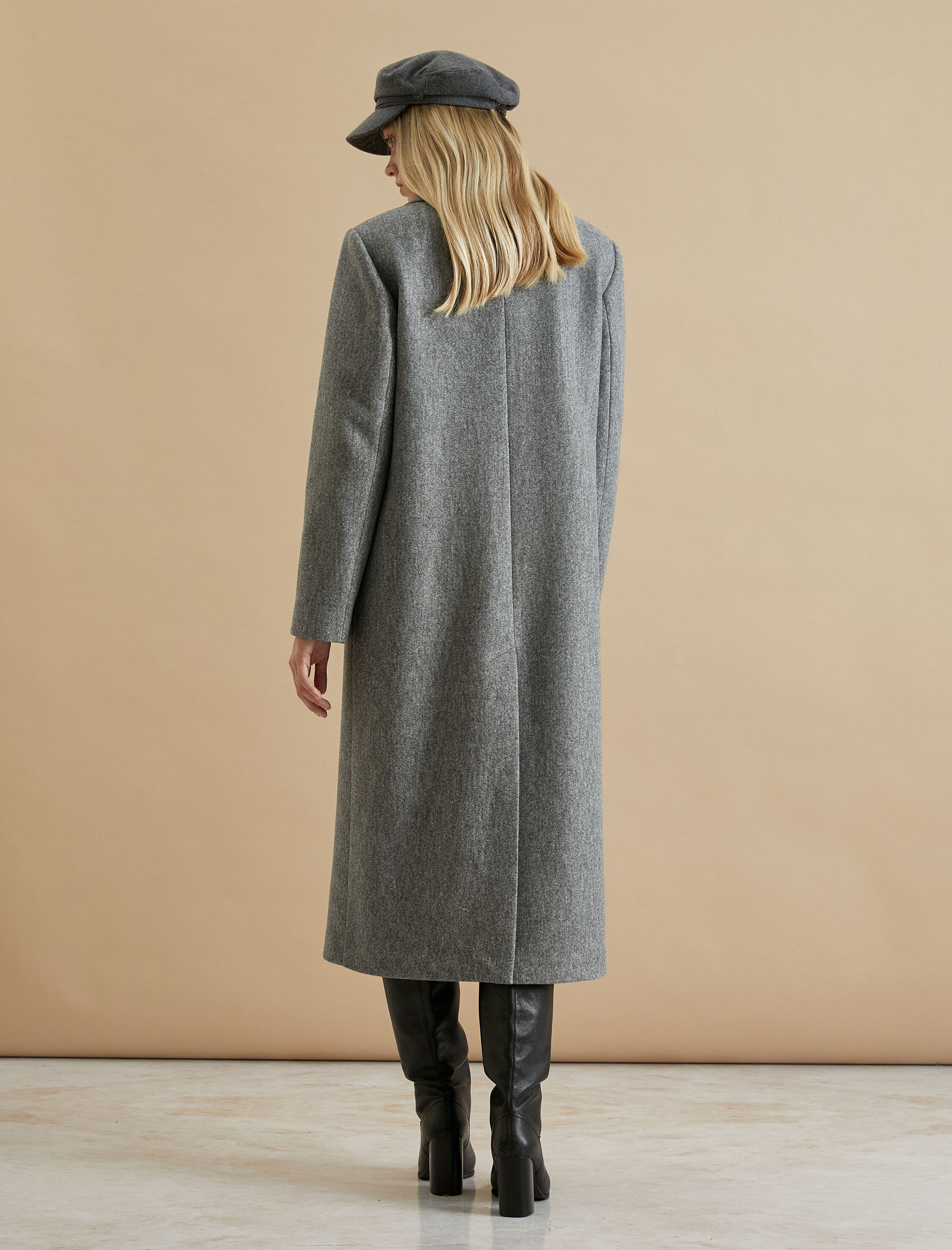   Koton X Şahika Ercümen - Kruvaze Düğmeli Uzun Kaşe Kaban