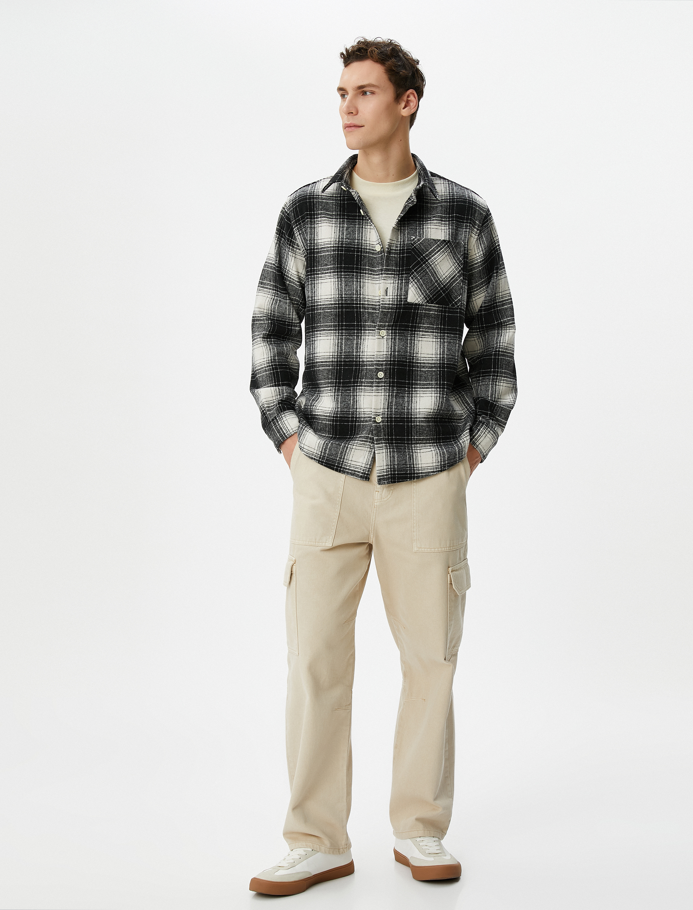 Oduncu Gömleği Cep Detaylı Klasik Yaka Uzun Kollu Slim Fit