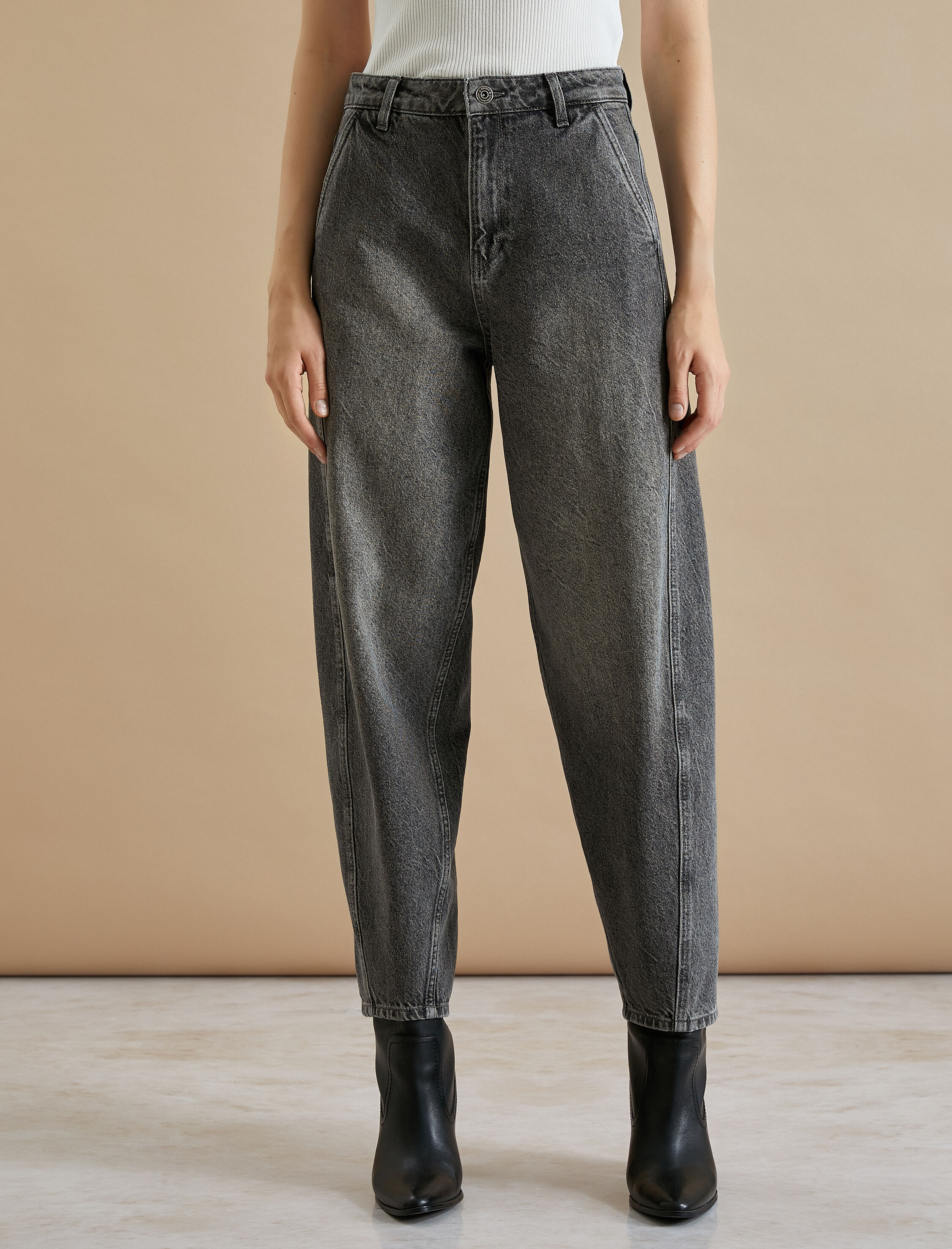   Koton X Şahika Ercümen - Yüksel Bel Kot Pantolon Rahat Kalıp Cepli Esnemeyen Pamuklu