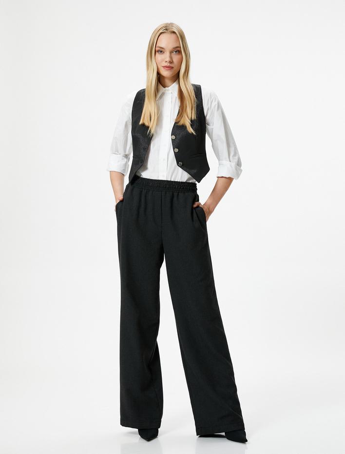  Koton X Şahika Ercümen - Beli Lastikli Bol Paça Pantolon