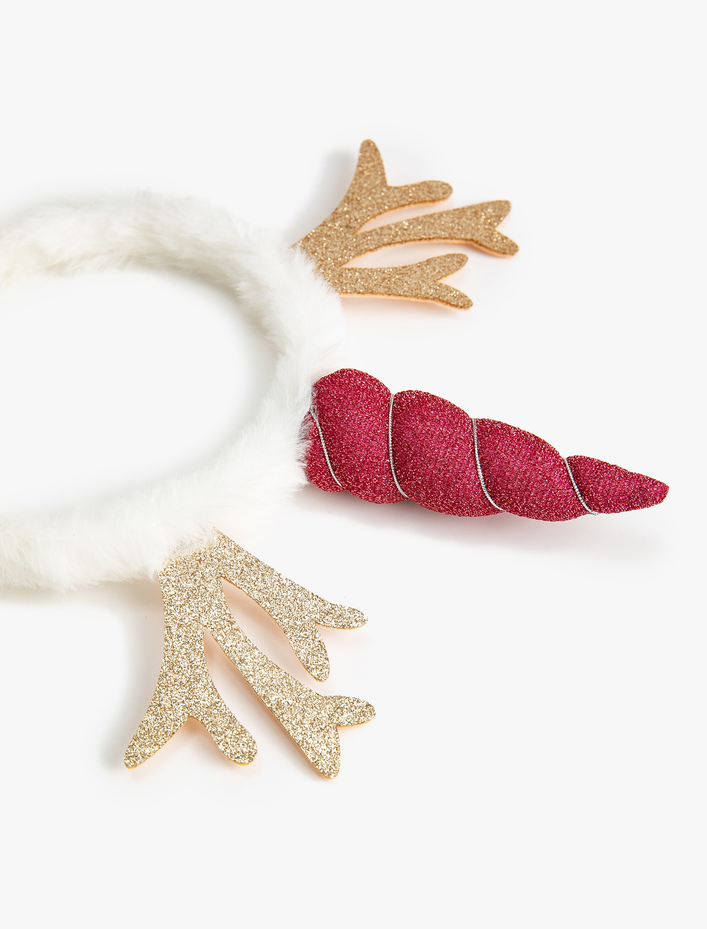  Kız Çocuk Peluş Yılbaşı Tacı Geyik ve Unicorn Boynuzu Detaylı